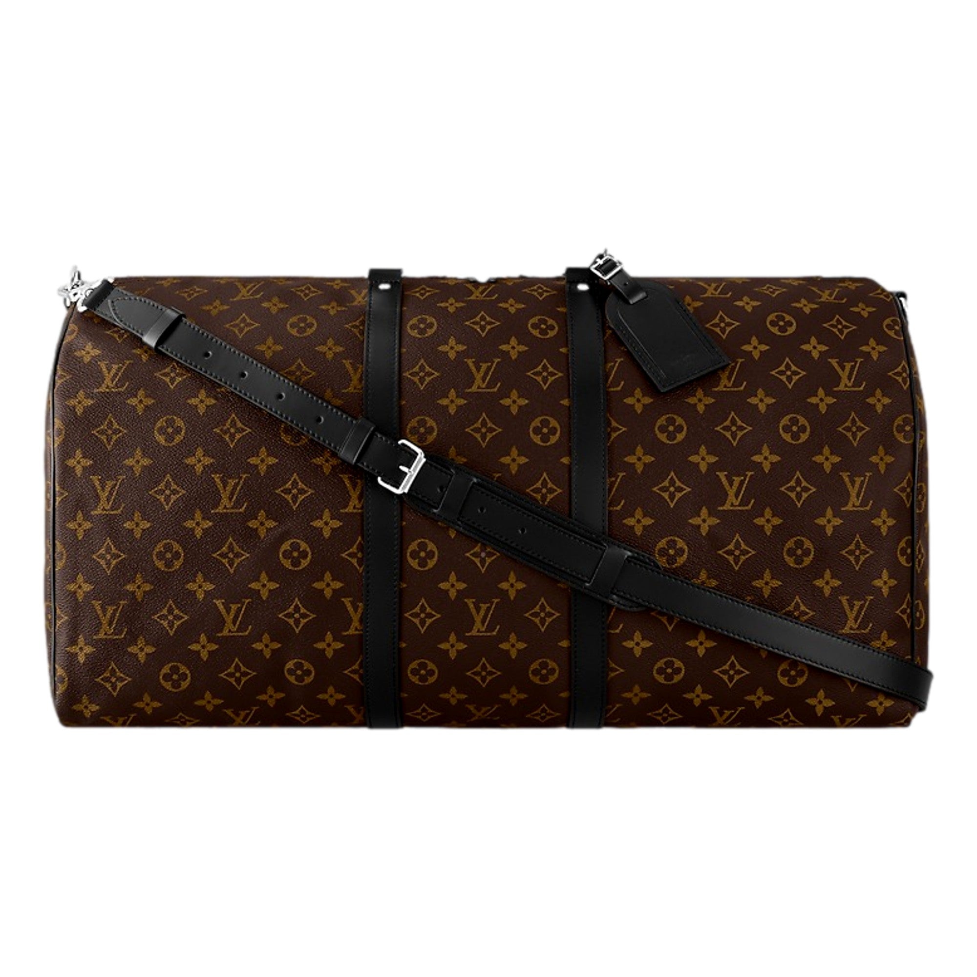 Louis Vuitton Keepall Bandoulière 55 Canvas Monogram Duffle Bag Black Strap