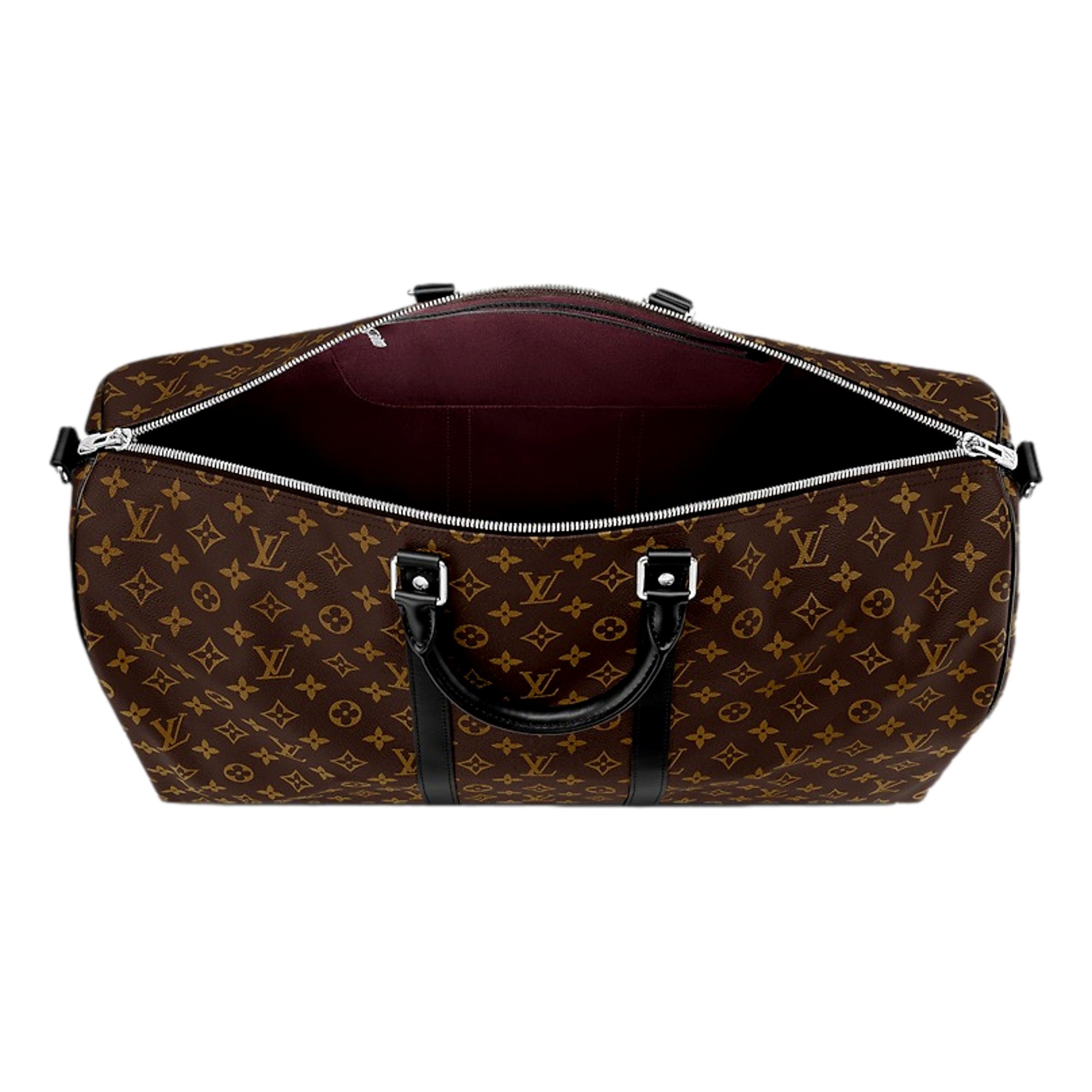 Louis Vuitton Keepall Bandoulière 55 Canvas Monogram Duffle Bag Black Strap