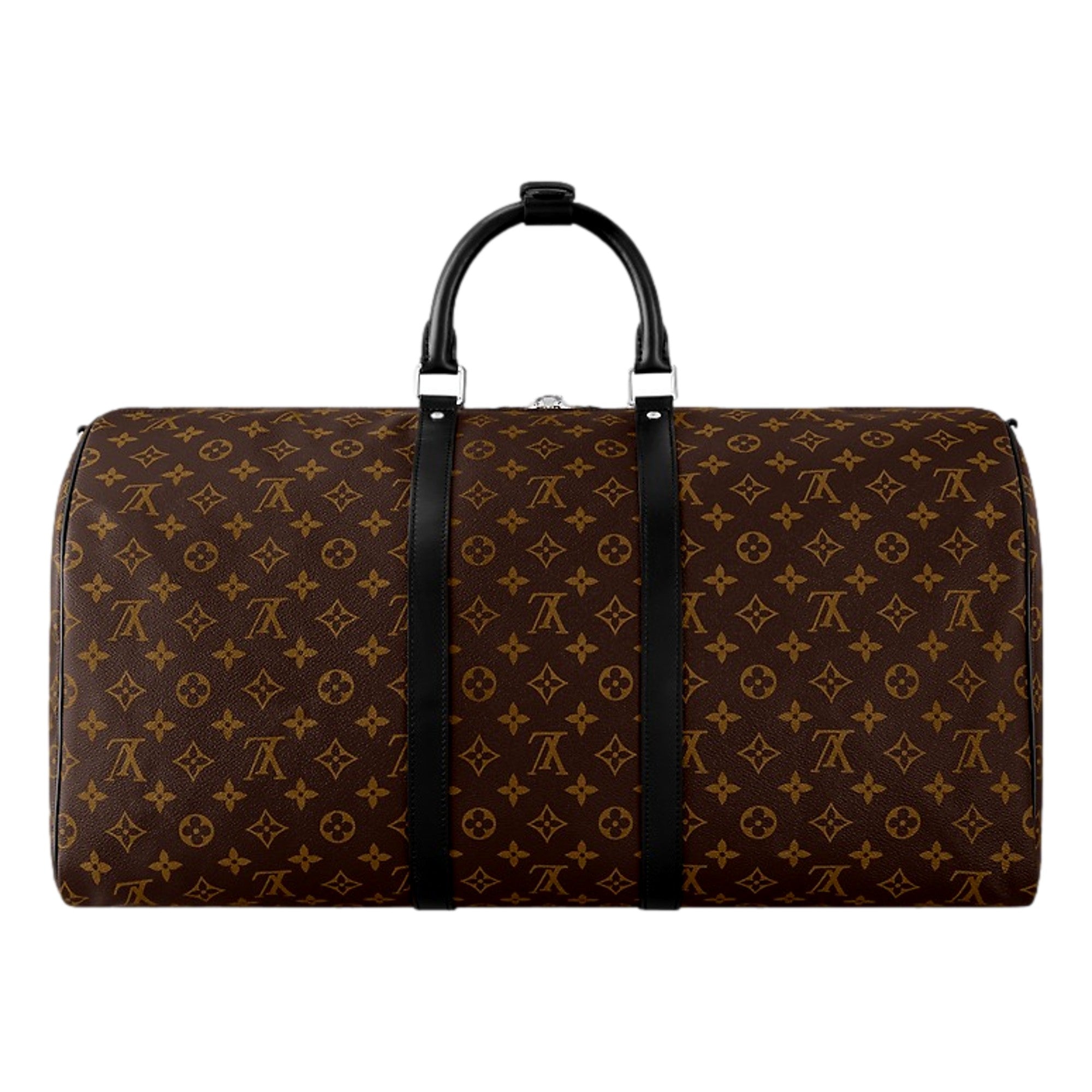Louis Vuitton Keepall Bandoulière 55 Canvas Monogram Duffle Bag Black Strap