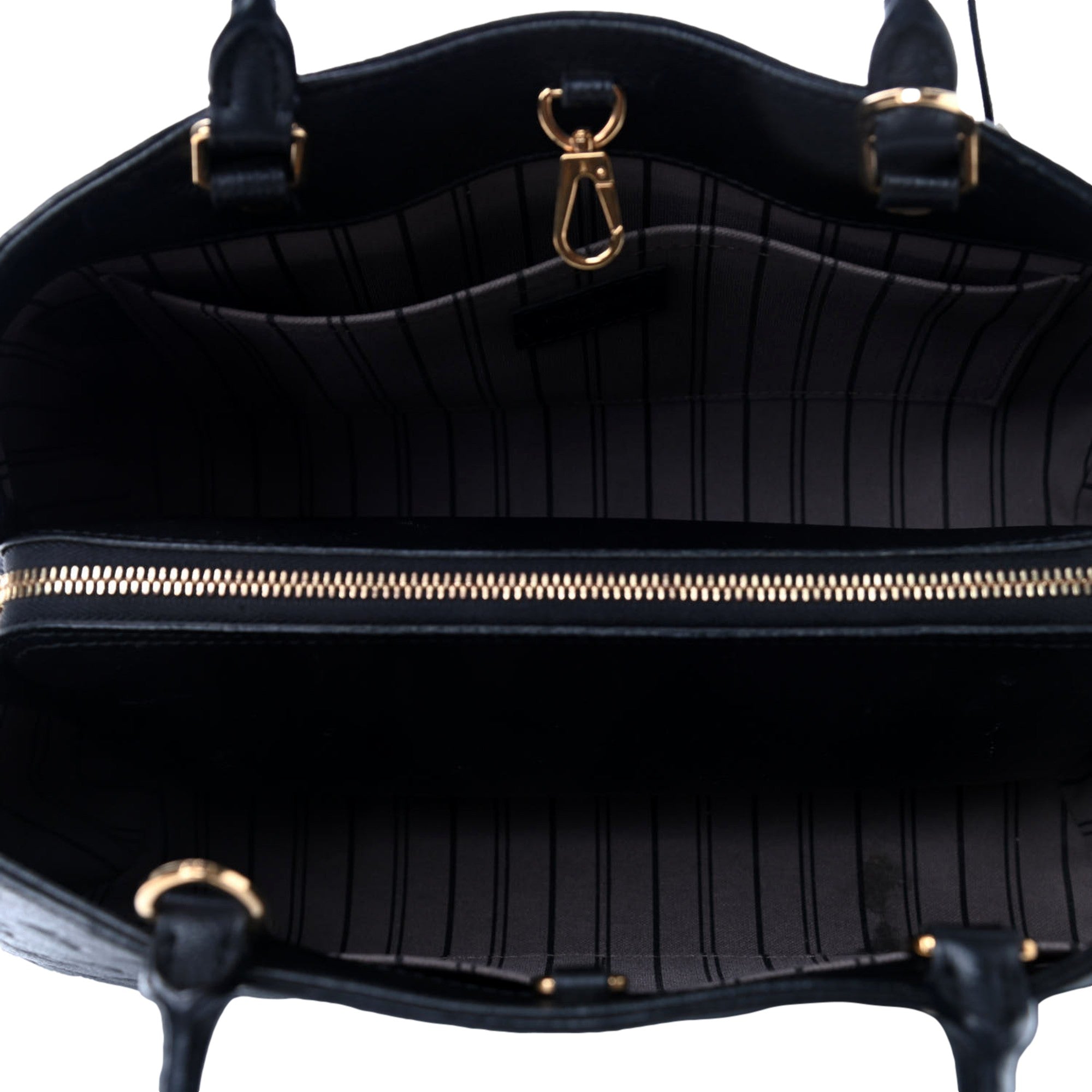 Louis Vuitton Montaigne Handbag Monogram Empreinte Leather MM Black