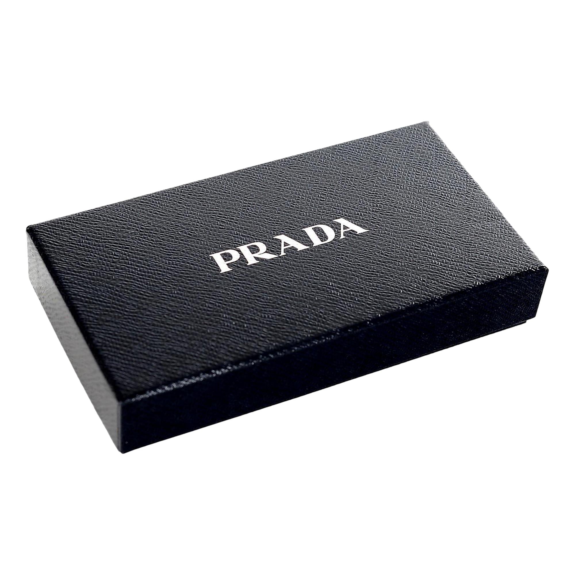Prada Vitello Micro Grain Long Black Zip Around Continental Wallet Triangle Logo