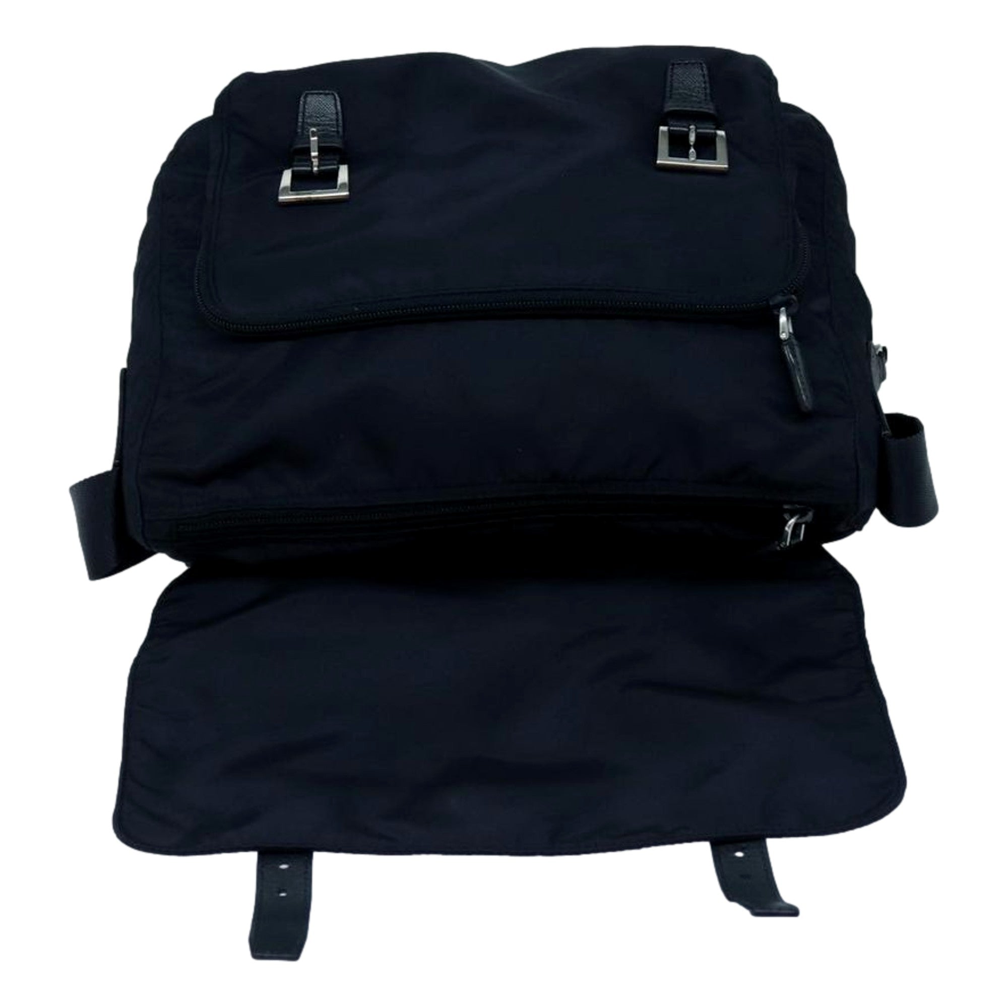 Prada Tessuto Re-Nylon Messenger Crossbody Bag Blue+Nero Navy Medium