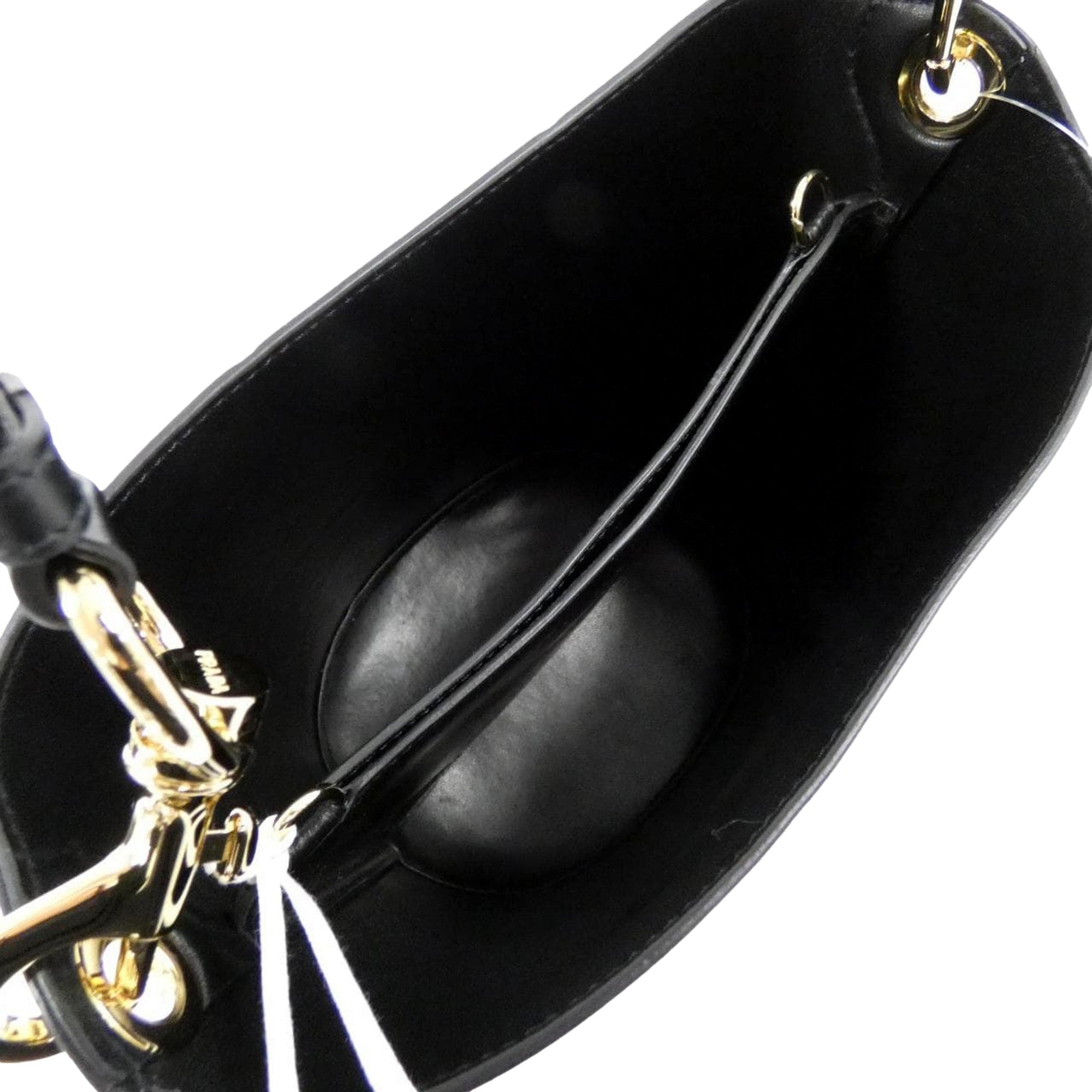 Prada Soft Calf Leather Bucket Crossbody Handbag Nero Black