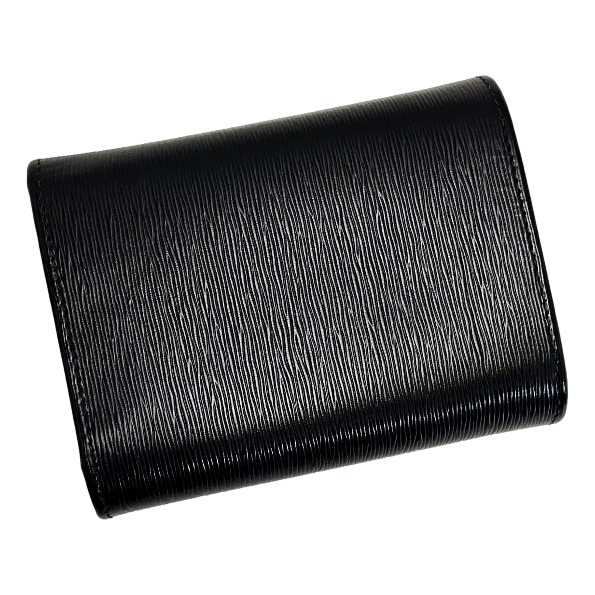 Prada Vitello Move Nero Black Trifold Coin Zipper Snap Card Holder Wallet