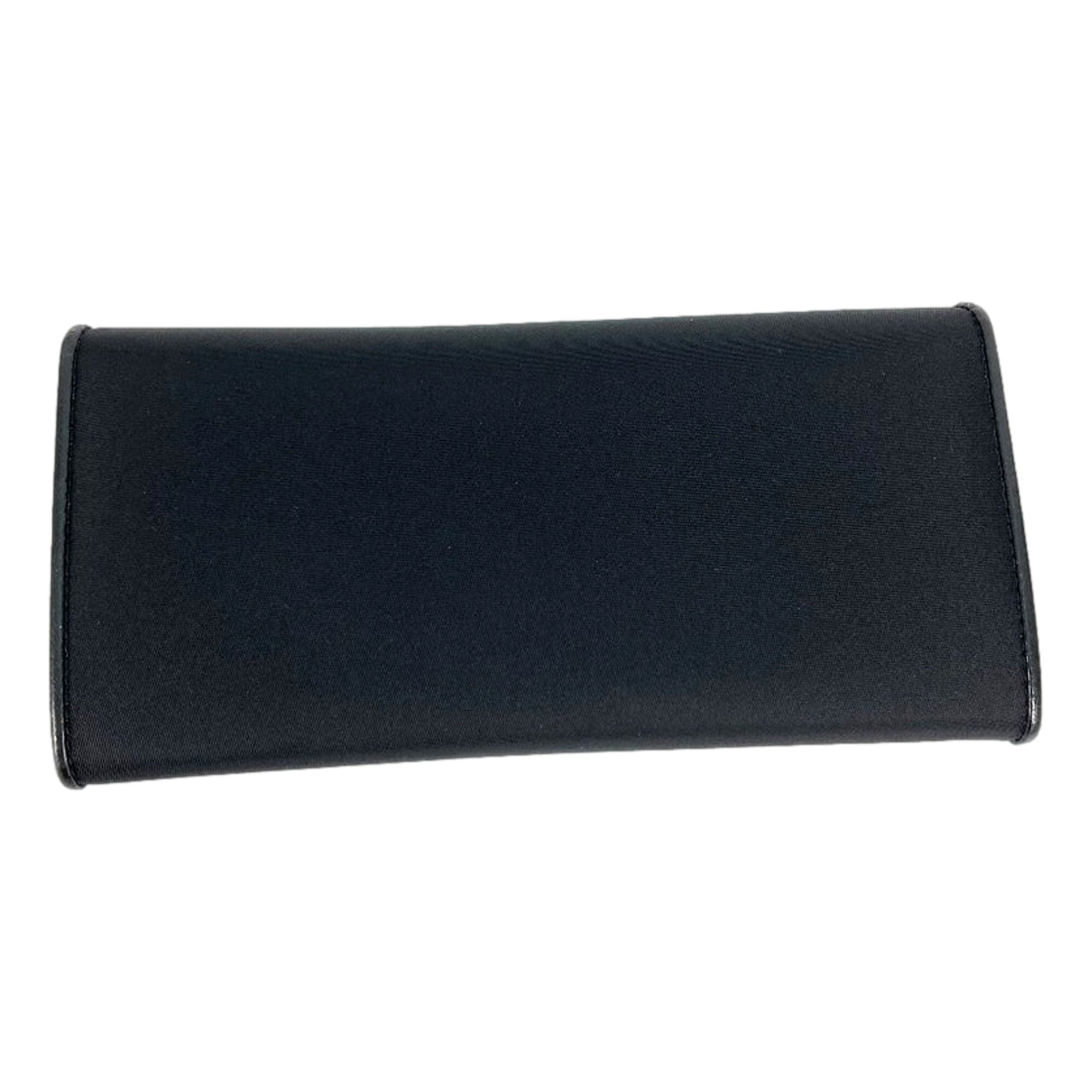 Prada Tessuto Nero Black Continental Flap Black Wallet Silver Triangle Logo