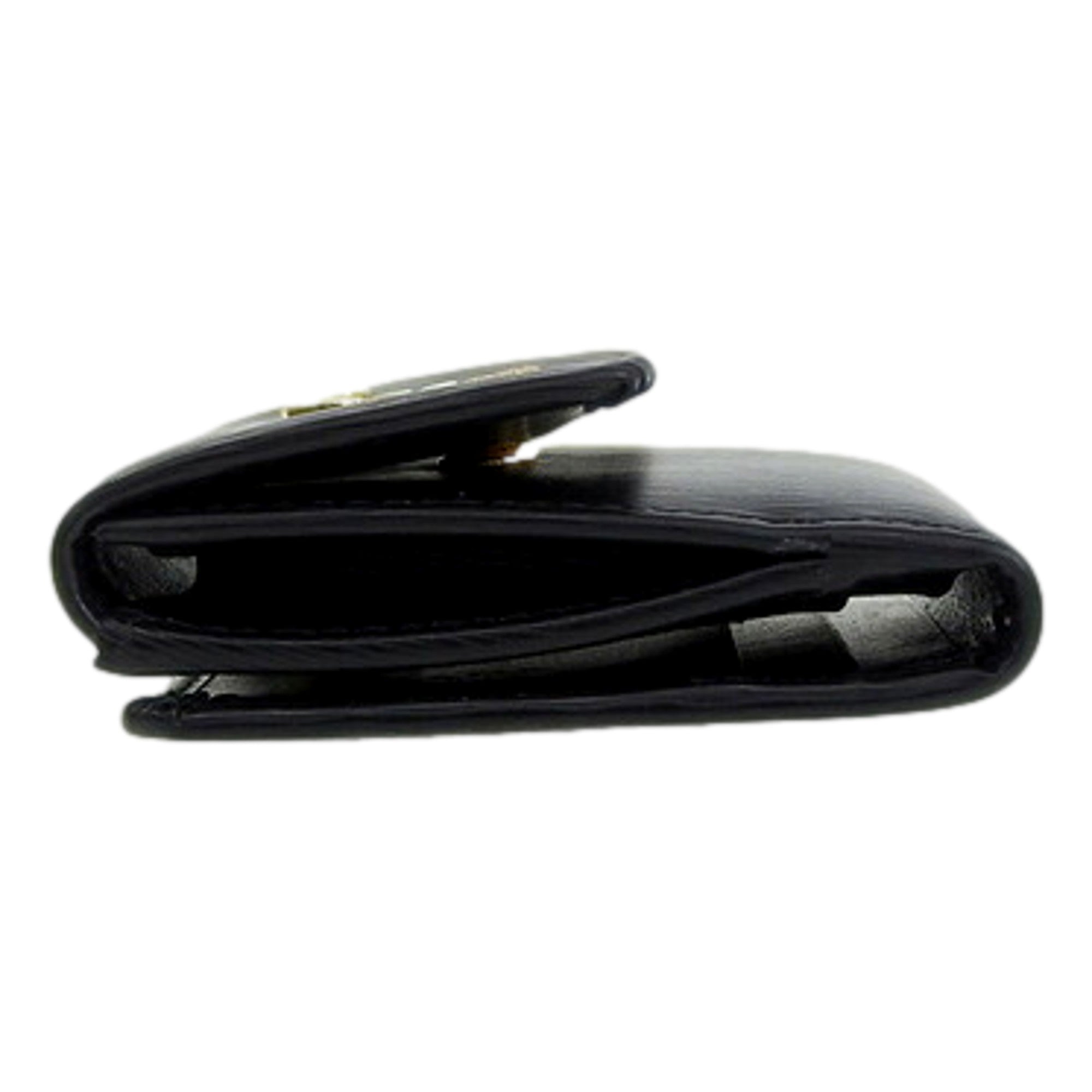 Prada Vitello Move Nero Black Trifold ID Holder Snap Wallet