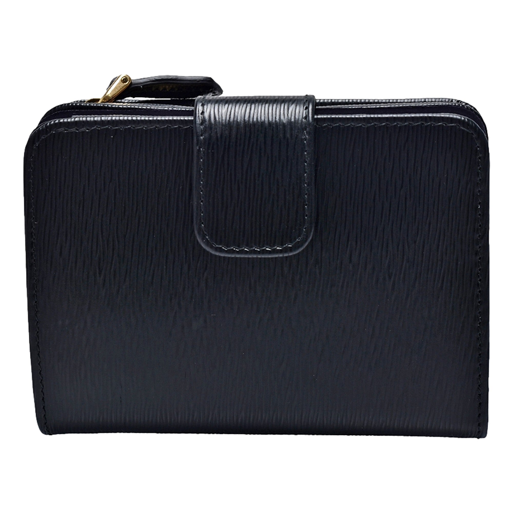 Prada Vitello Move Nero Black Leather Small Wallet with Zipper Gold Triangle Logo