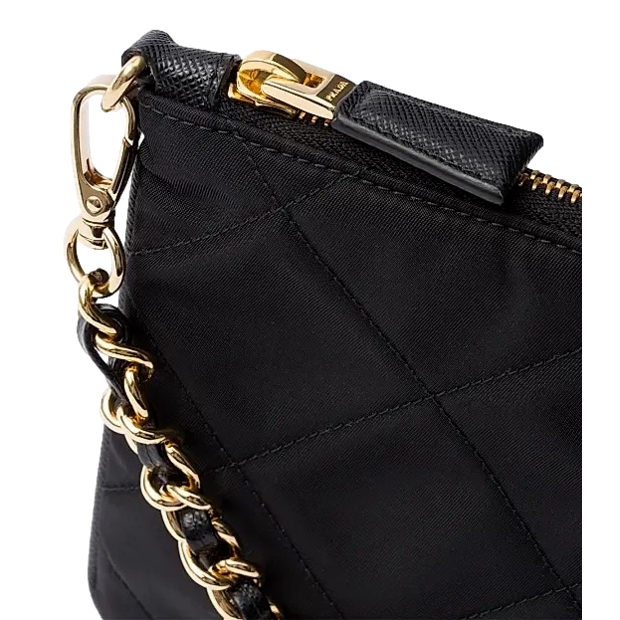 Prada Re-Edition 1995 Black Gold Chaîne Re-Nylon Pouch Handbag