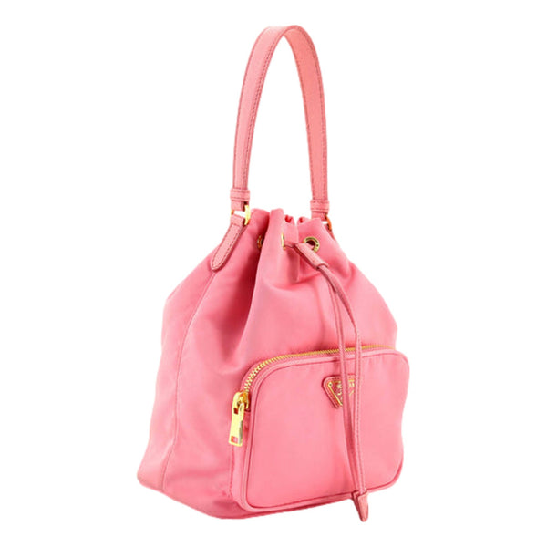 Prada Re-Nylon Saffiano Duet Bucket Crossbody Bag Small