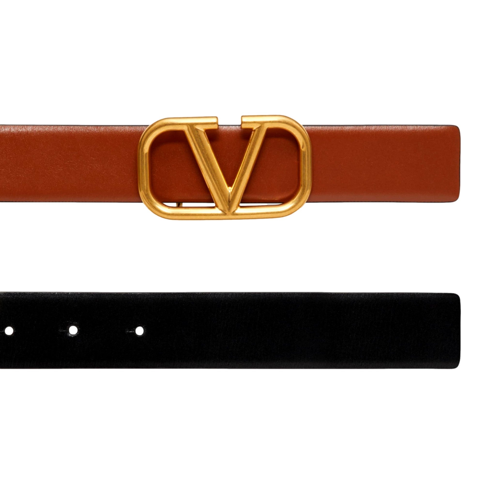 Valentino Black Brown Reversible Vlogo Signature Belt In Glossy Calfskin 100/40