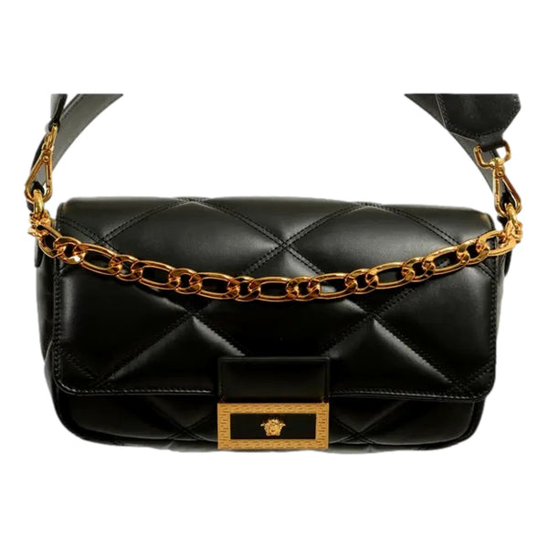 Versace La Medusa Quilted Calfskin Leather Black Crossbody