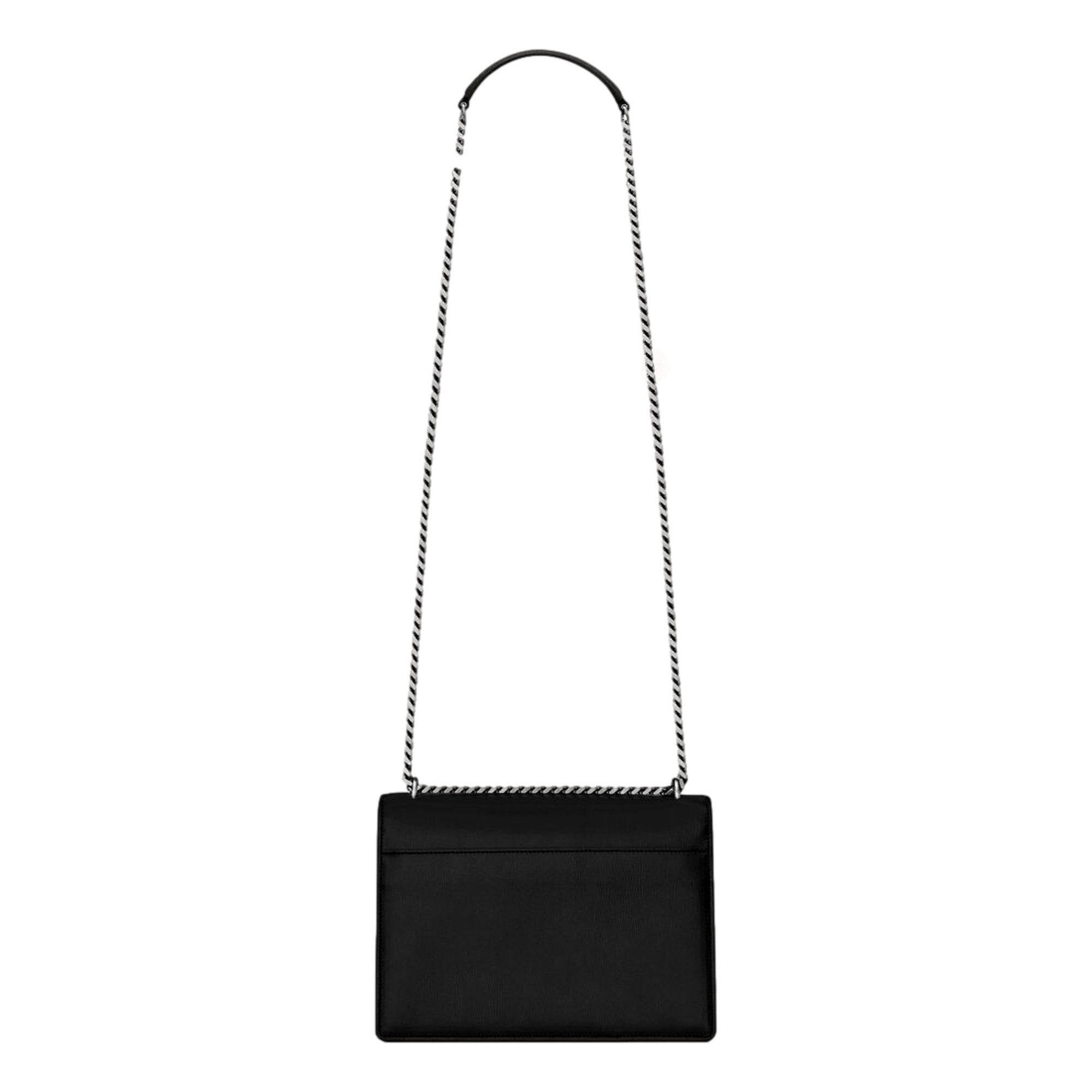 Saint Laurent Sunset Black Smooth Leather Chain Strap Handbag Crossbody