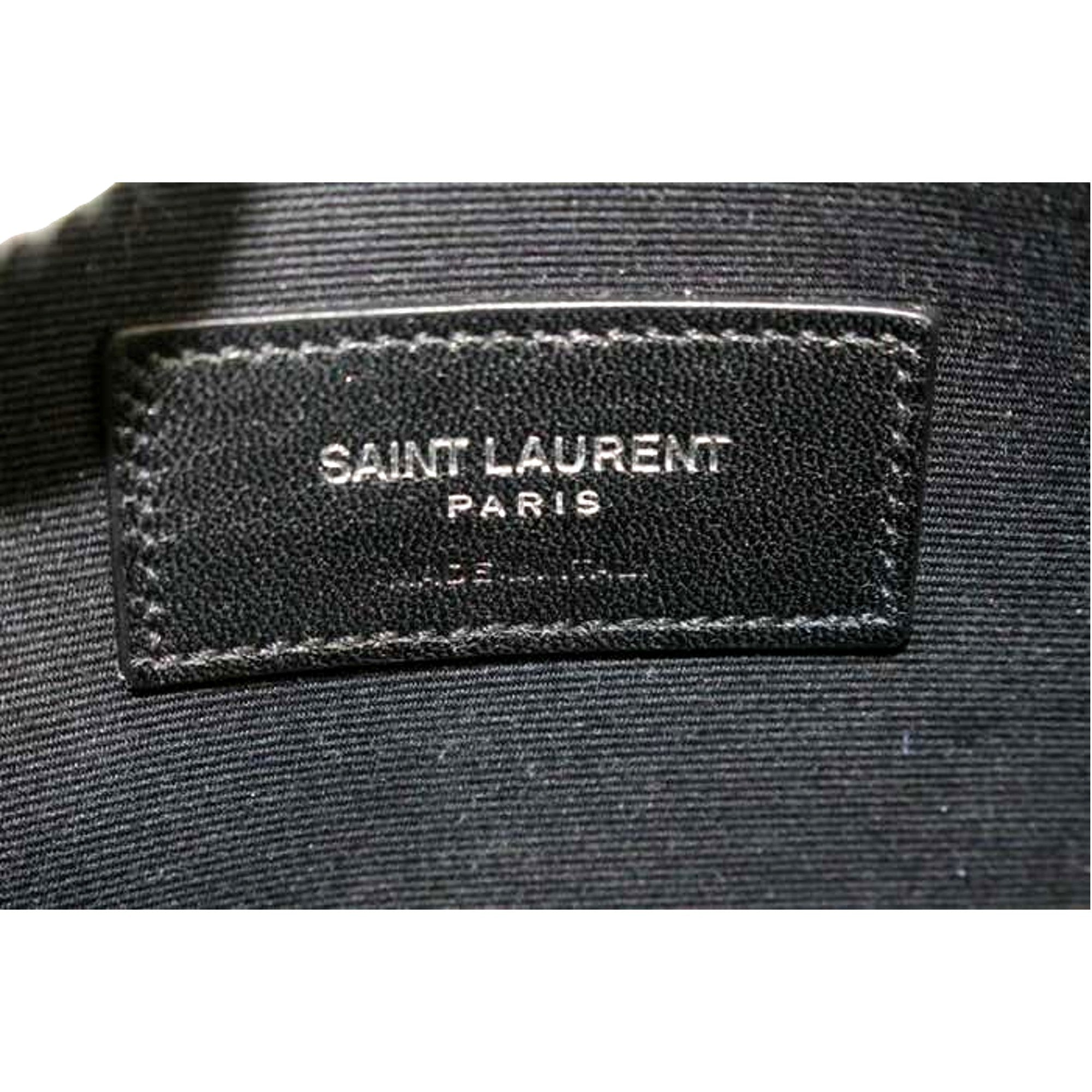 Saint Laurent YSL Black Calfskin Matelasse Chevron Monogram A5 Wristlet Clutch