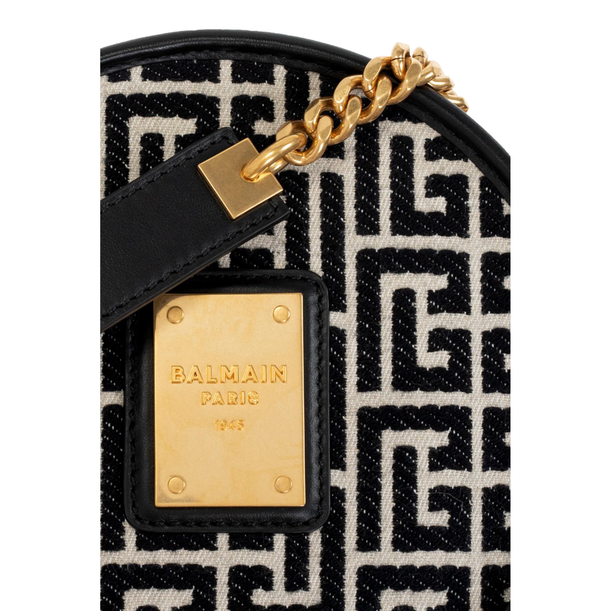 Balmain Canteen Black/Ivory Jacquard Logo Bag WN1CE654 at_Queen_Bee_of_Beverly_Hills