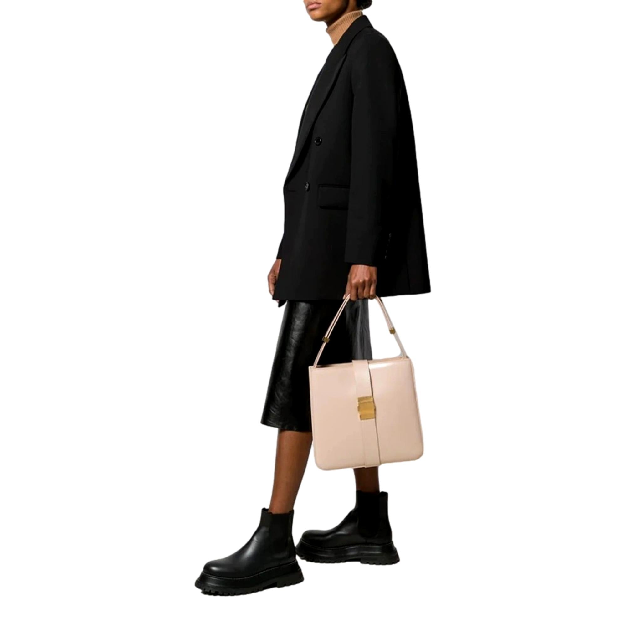 Bottega Veneta Marie Smooth Beige Leather Shoulder Bag at_Queen_Bee_of_Beverly_Hills
