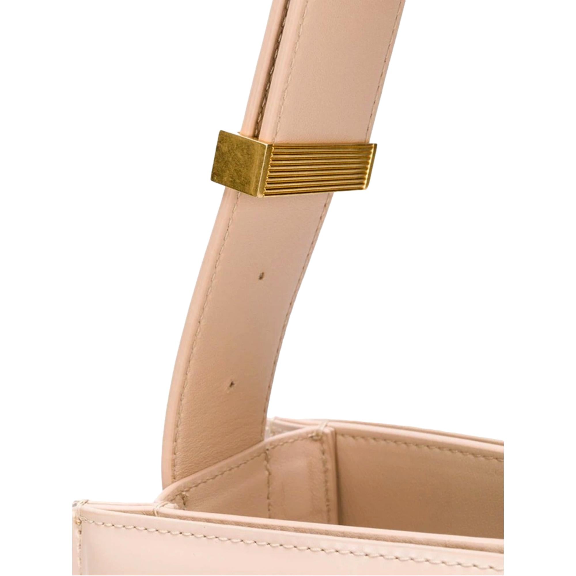 Bottega Veneta Marie Smooth Beige Leather Shoulder Bag at_Queen_Bee_of_Beverly_Hills