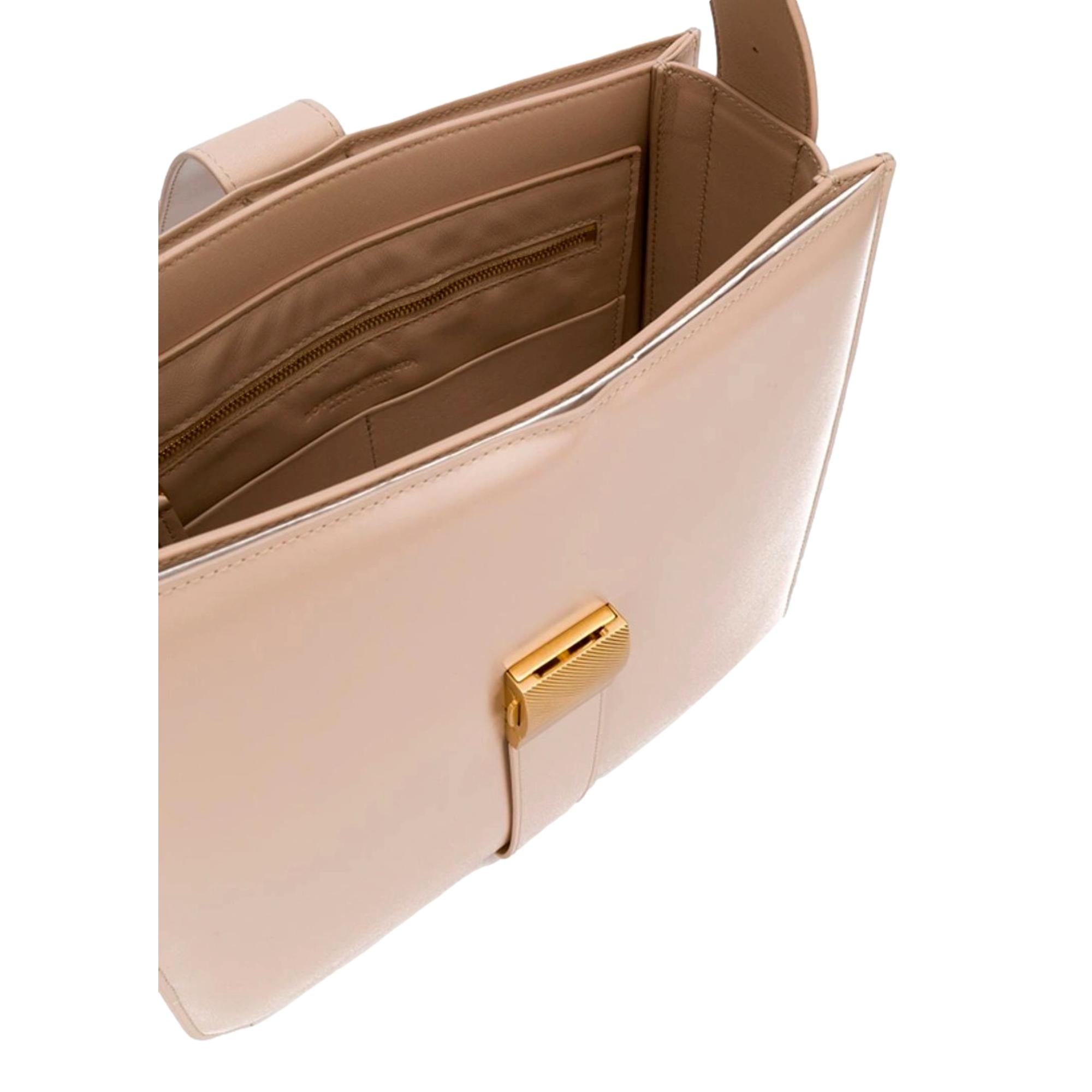 Bottega Veneta Marie Smooth Beige Leather Shoulder Bag at_Queen_Bee_of_Beverly_Hills