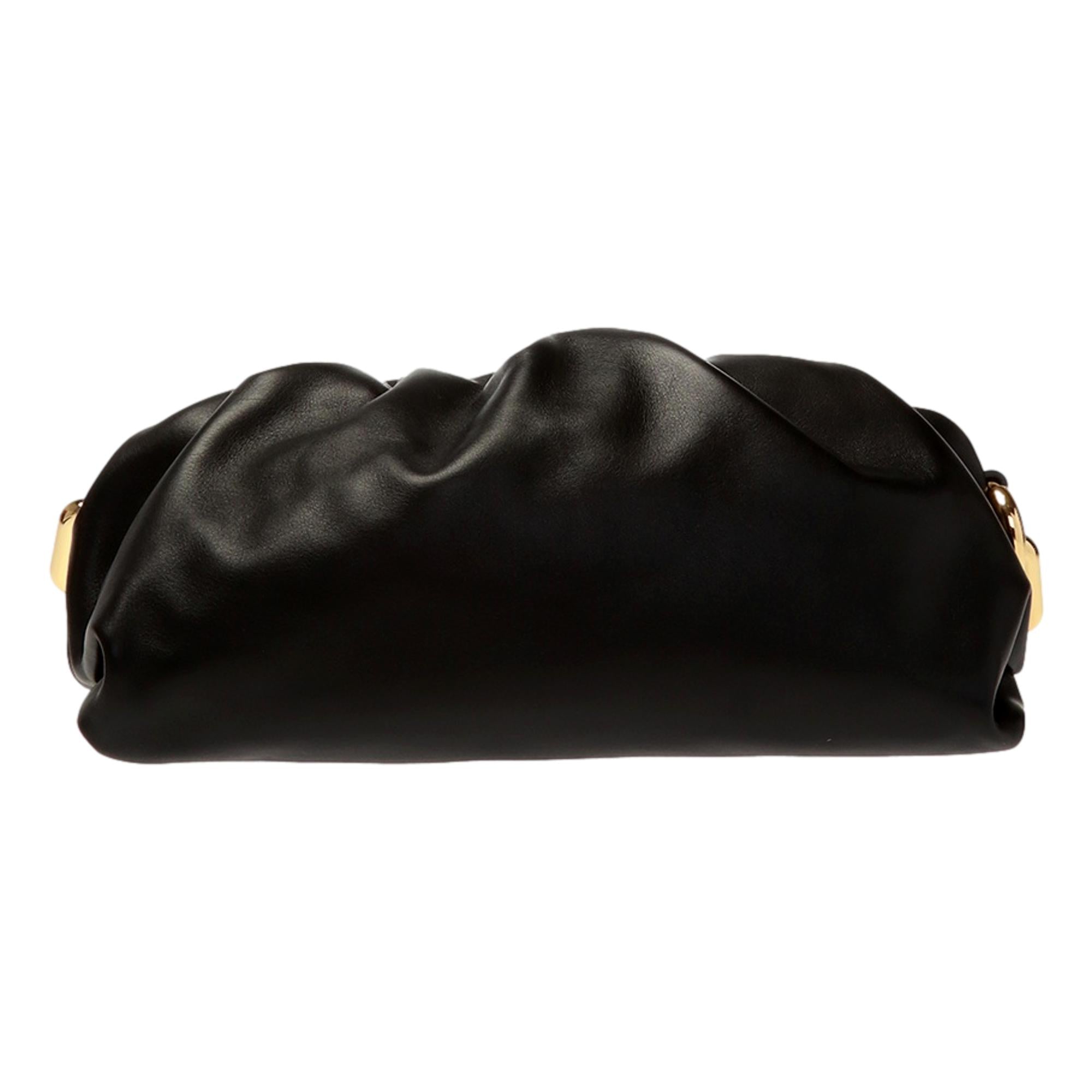 Bottega Veneta The Chain Pouch Black Calfskin Leather Shoulder Bag at_Queen_Bee_of_Beverly_Hills