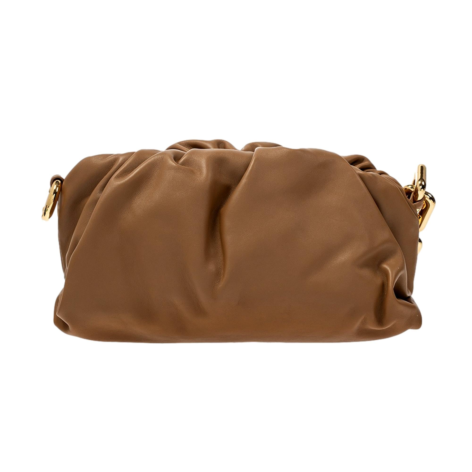 Bottega Veneta The Chain Pouch Brown Calfskin Leather Shoulder Bag at_Queen_Bee_of_Beverly_Hills