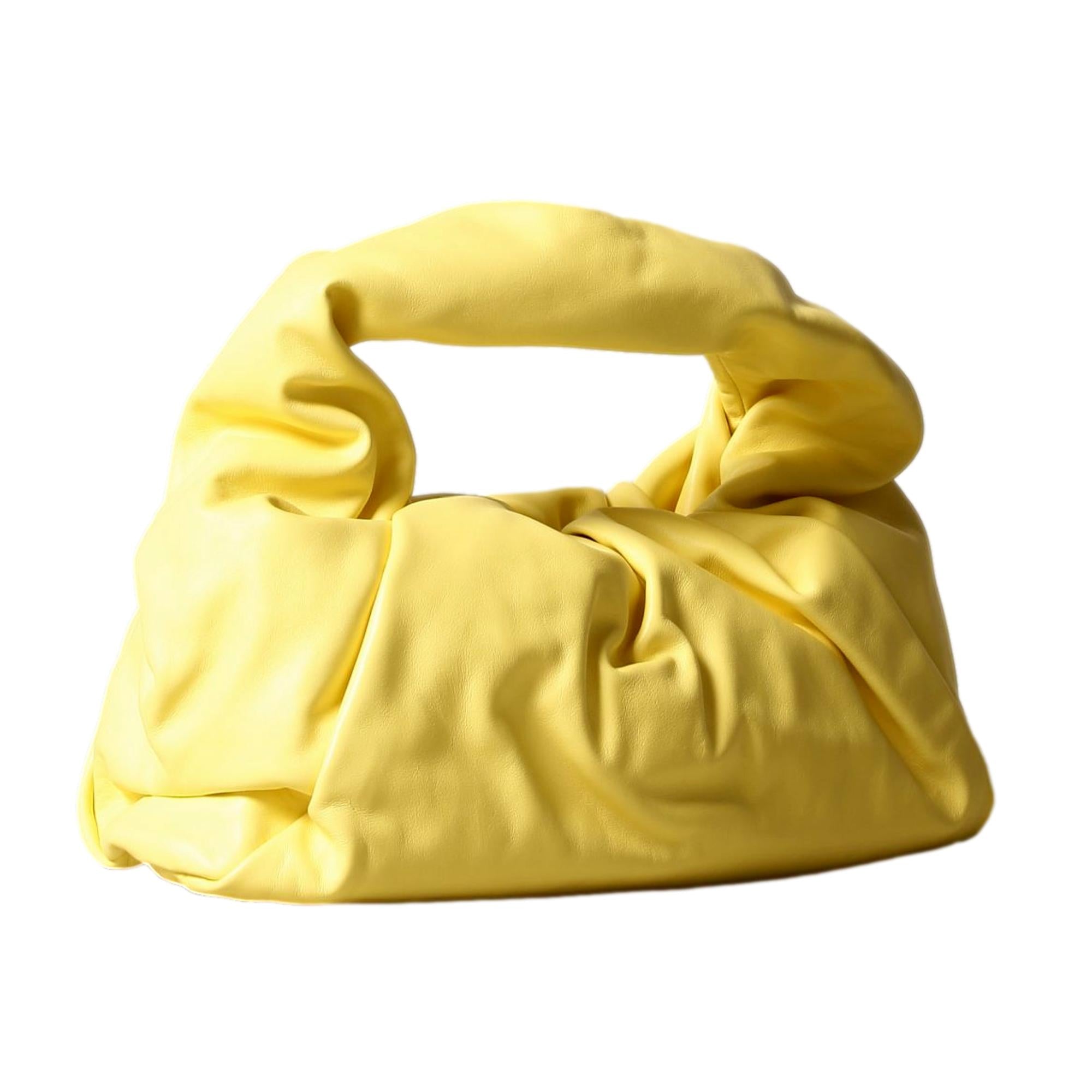 Bottega Veneta The Shoulder Pouch Yellow Calfskin Leather Shoulder Bag at_Queen_Bee_of_Beverly_Hills