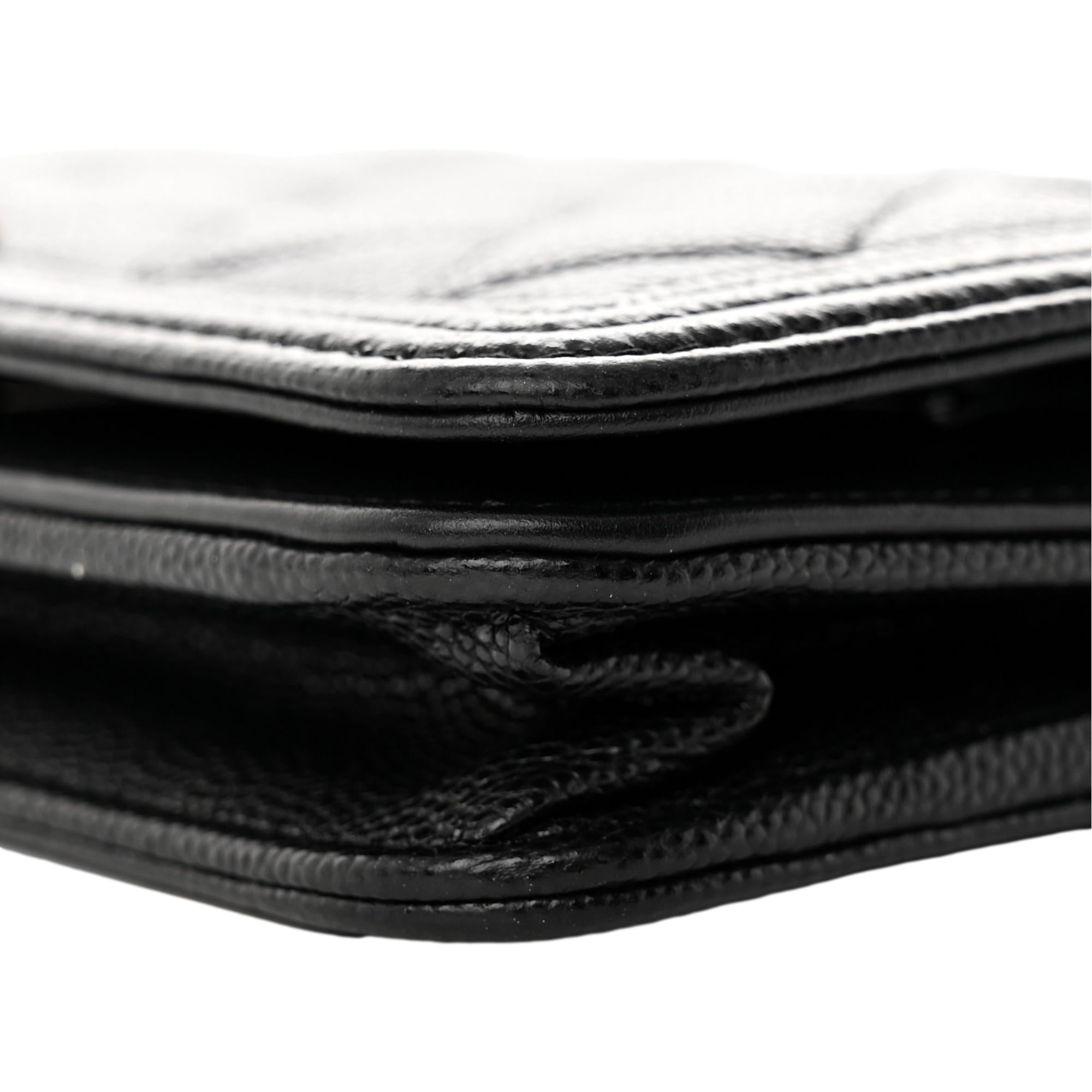Chanel Boy Quilted Black Caviar Leather Wallet on Chain Crossbody Bag at_Queen_Bee_of_Beverly_Hills