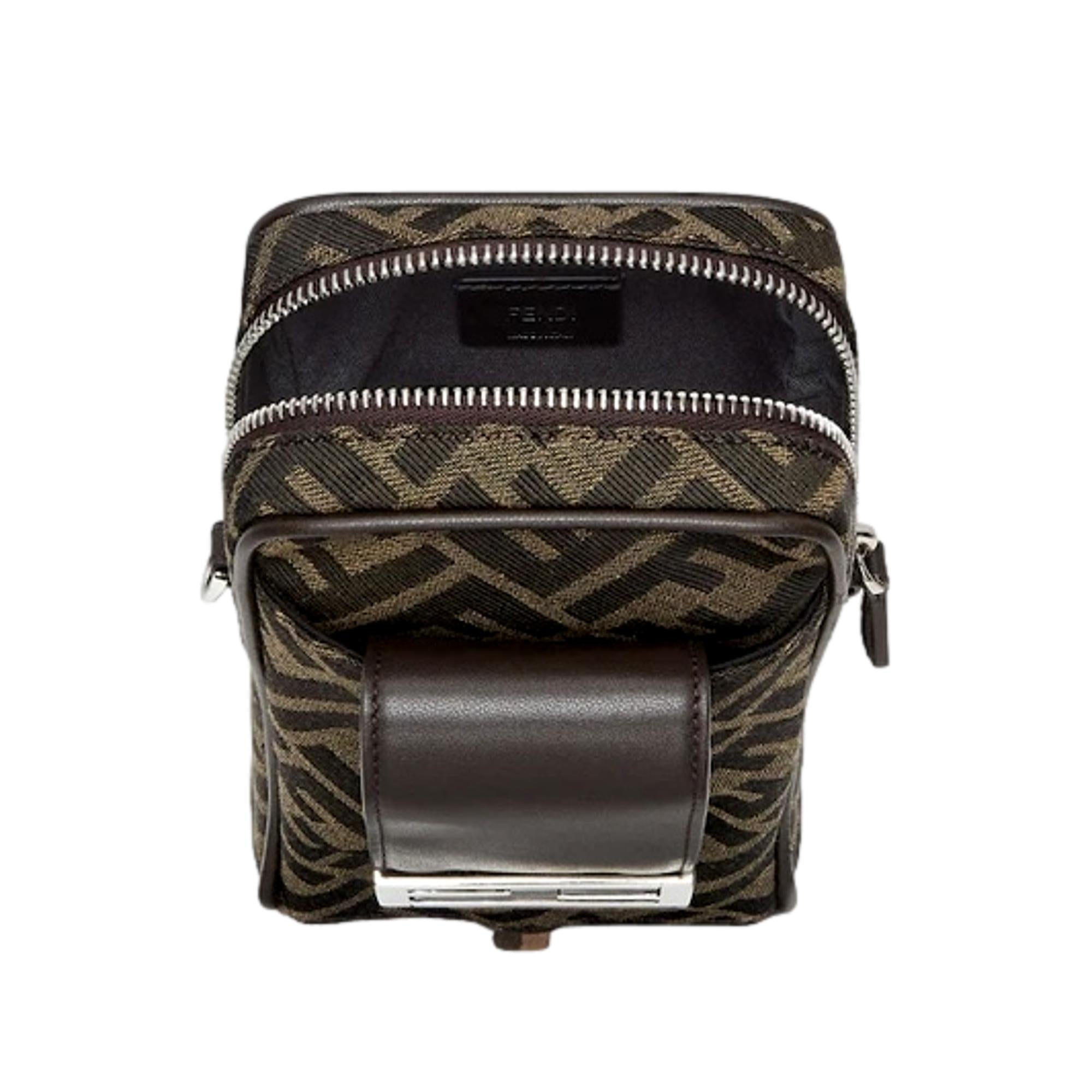 Fendi Baguette Brown Zucca Canvas Phone Holder Crossbody Bag at_Queen_Bee_of_Beverly_Hills