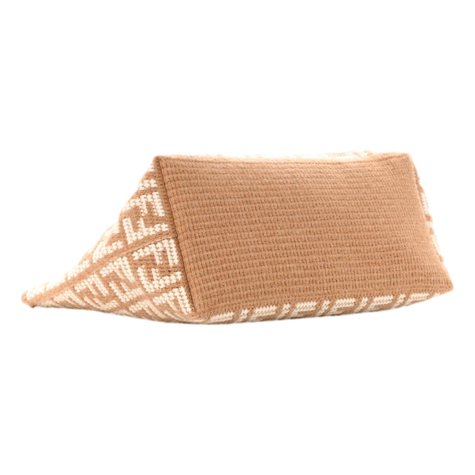 Fendi Cashmere FF Large Shopper Tote Light Brown F1ISN at_Queen_Bee_of_Beverly_Hills
