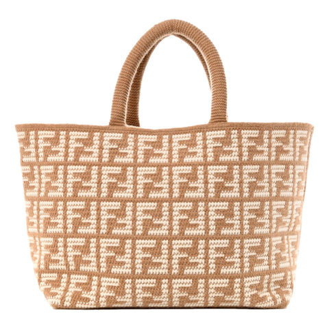 Fendi Cashmere FF Large Shopper Tote Light Brown F1ISN at_Queen_Bee_of_Beverly_Hills