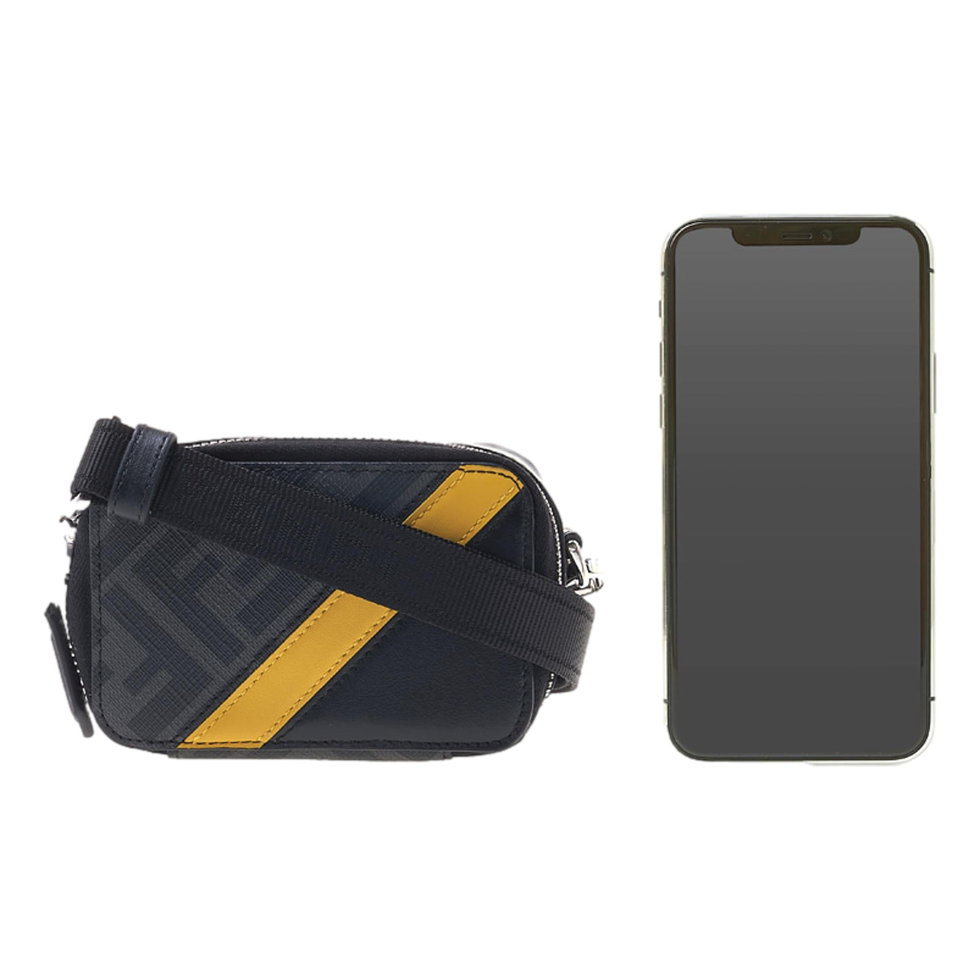 Fendi FF Diagonal Stripe Black Mini Camera Crossbody Bag at_Queen_Bee_of_Beverly_Hills