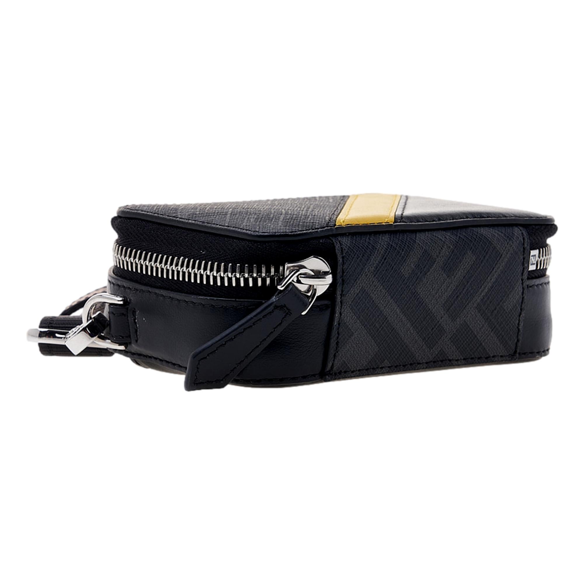 Fendi FF Diagonal Stripe Black Mini Camera Crossbody Bag at_Queen_Bee_of_Beverly_Hills