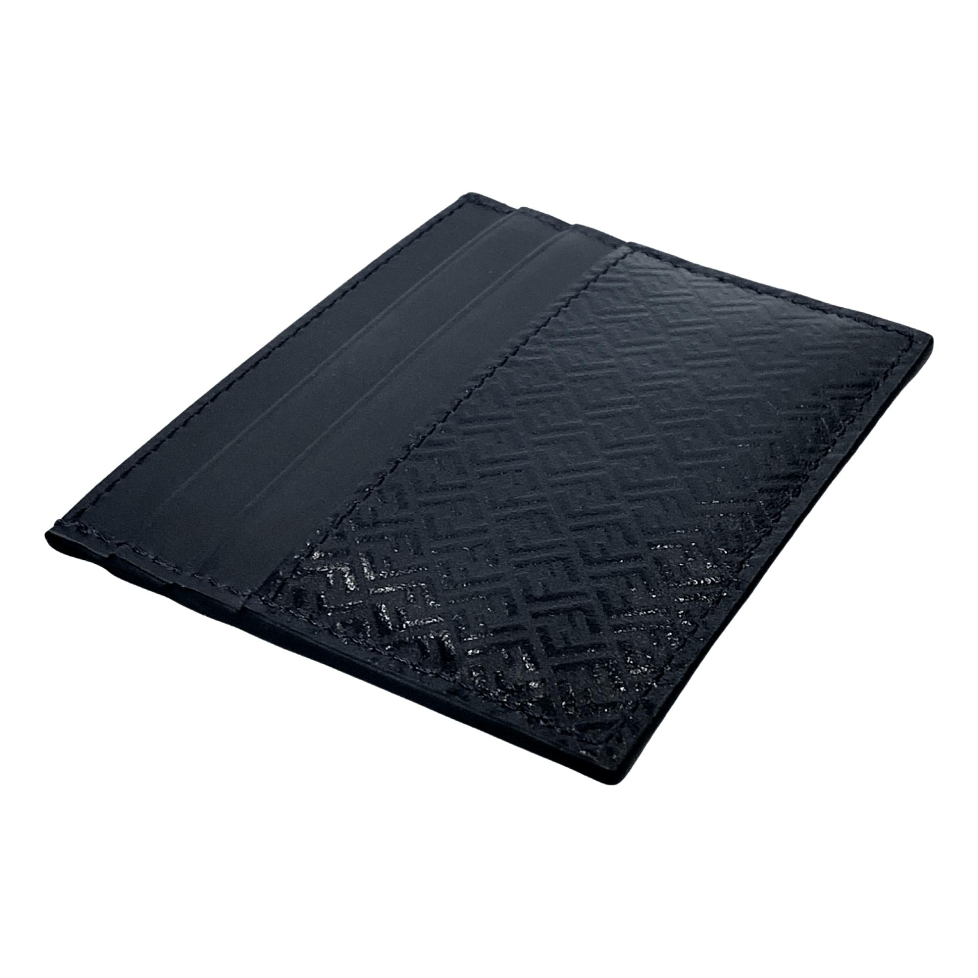 Fendi FF Logo Embossed Dark Navy Leather Card Case at_Queen_Bee_of_Beverly_Hills