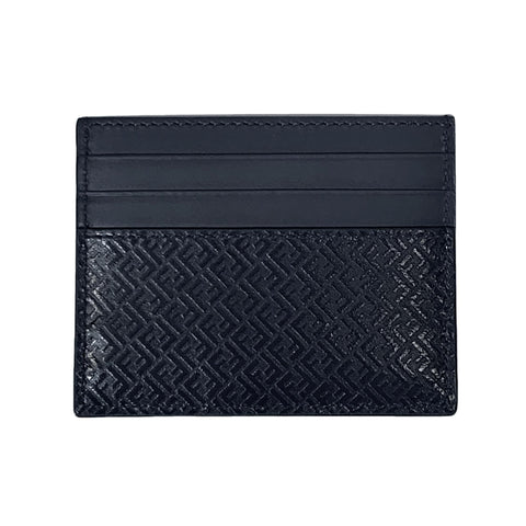 Fendi FF Logo Embossed Dark Navy Leather Card Case at_Queen_Bee_of_Beverly_Hills