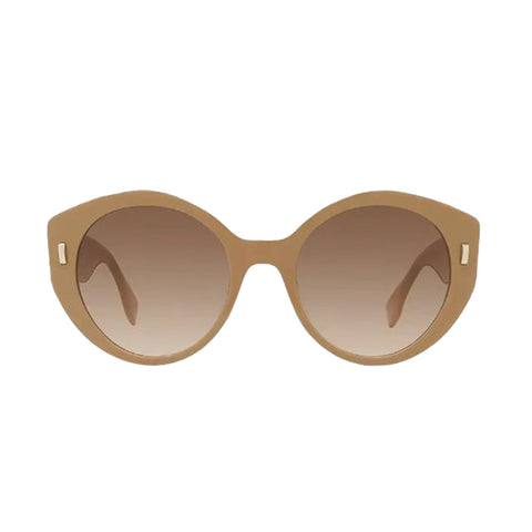 Fendi First Dark Beige Acetate Round Frame Tinted Sunglasses at_Queen_Bee_of_Beverly_Hills