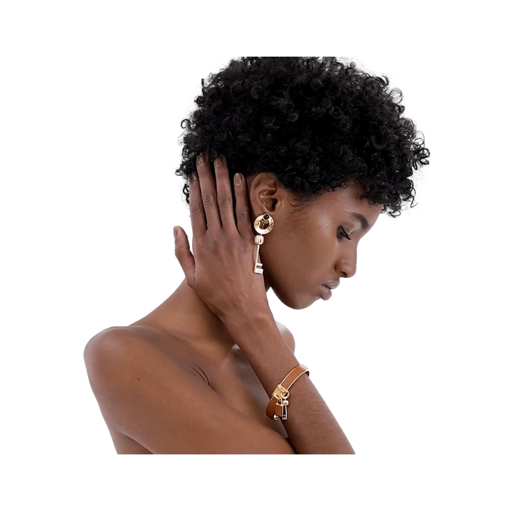 Fendi Master Key Brandy Leather Gold Medium Bracelet at_Queen_Bee_of_Beverly_Hills