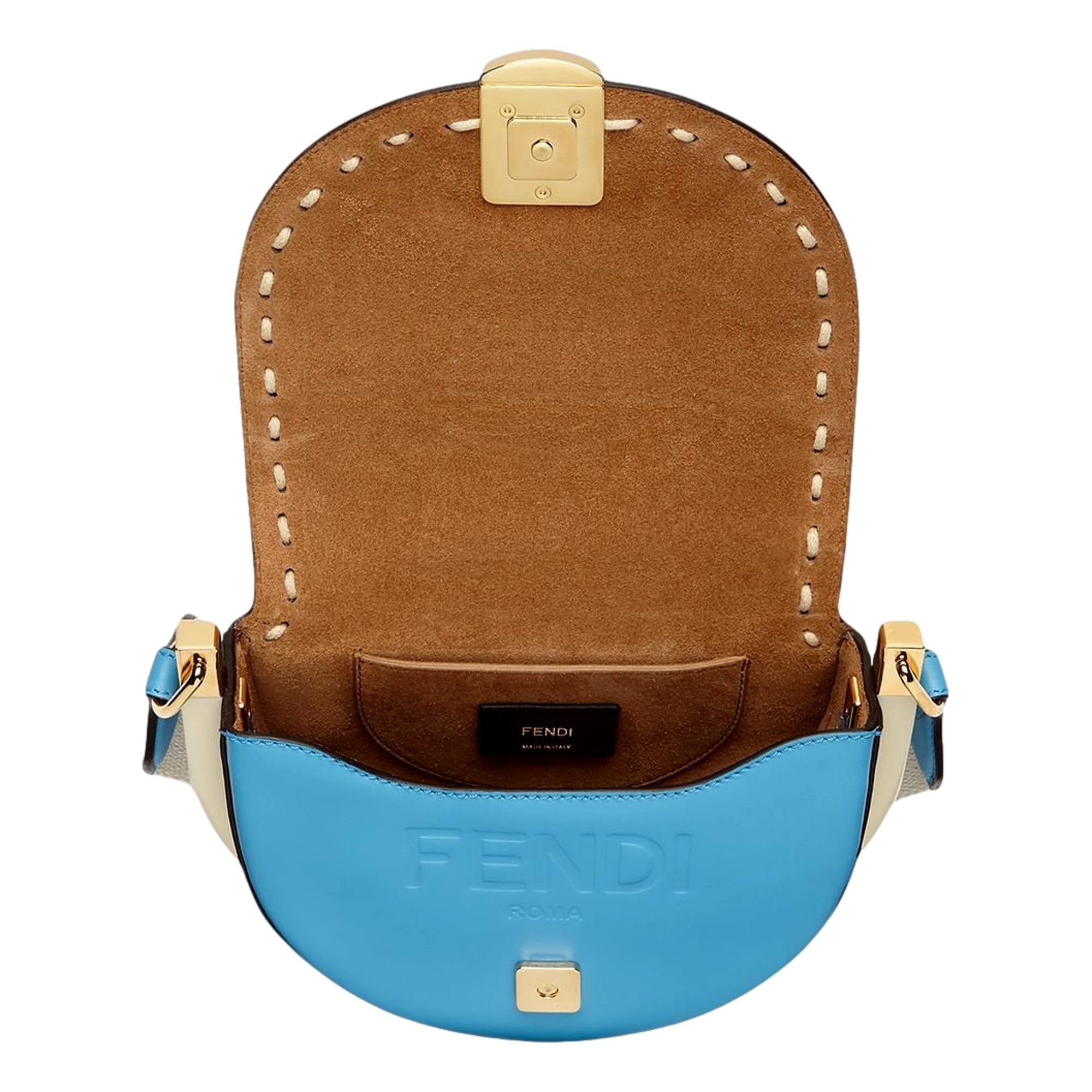 Fendi Moonlight Cyber Blue Leather Satchel Crossbody Bag at_Queen_Bee_of_Beverly_Hills