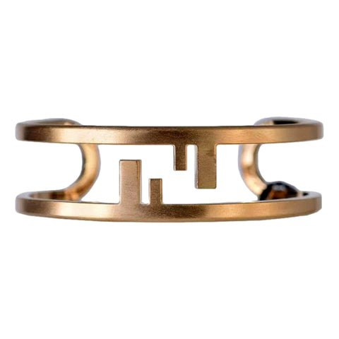 Fendi O'Lock Women's Gold Finish Metal Medium Cuff Bracelet