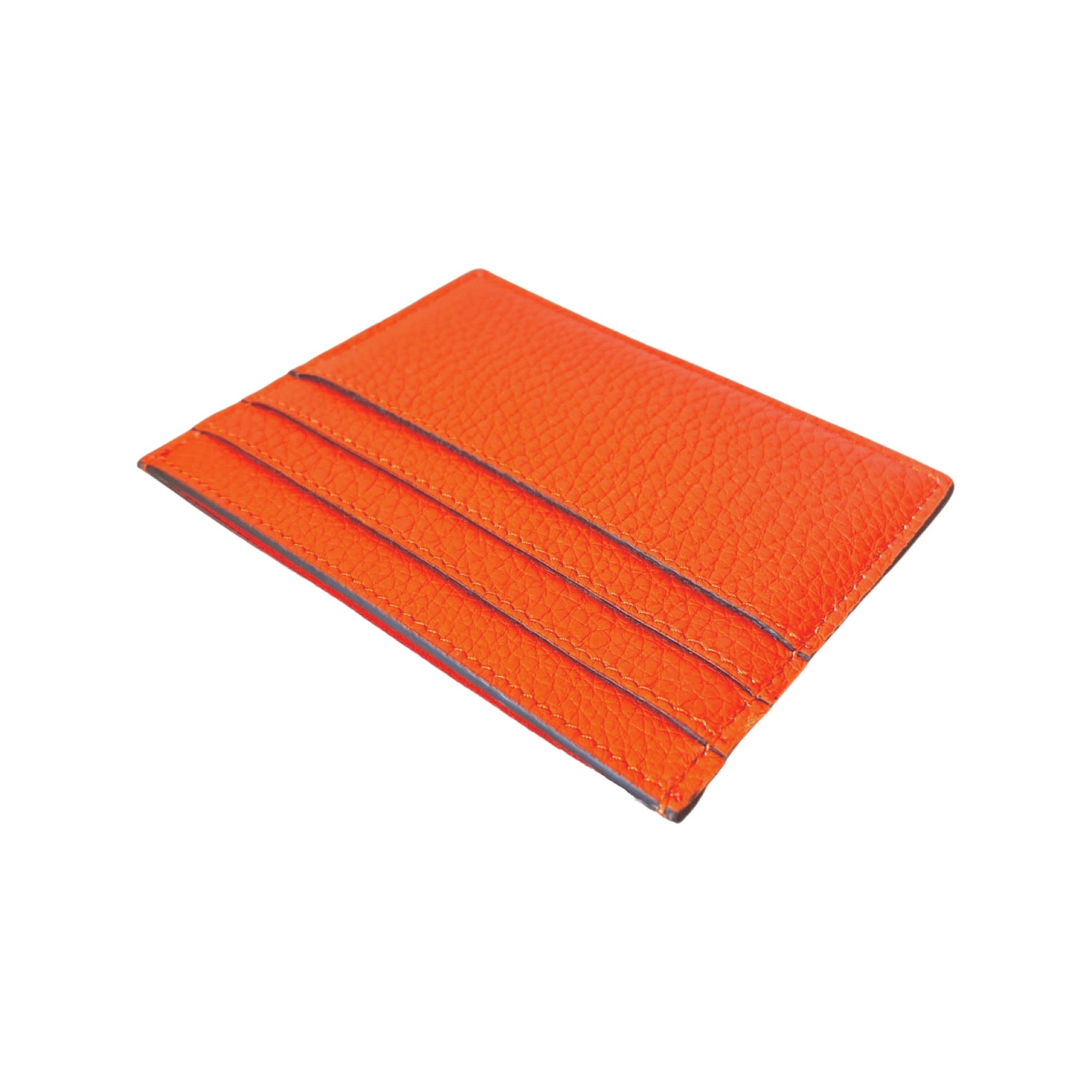 Fendi Peekaboo Orange Grained Leather Card Case Wallet at_Queen_Bee_of_Beverly_Hills