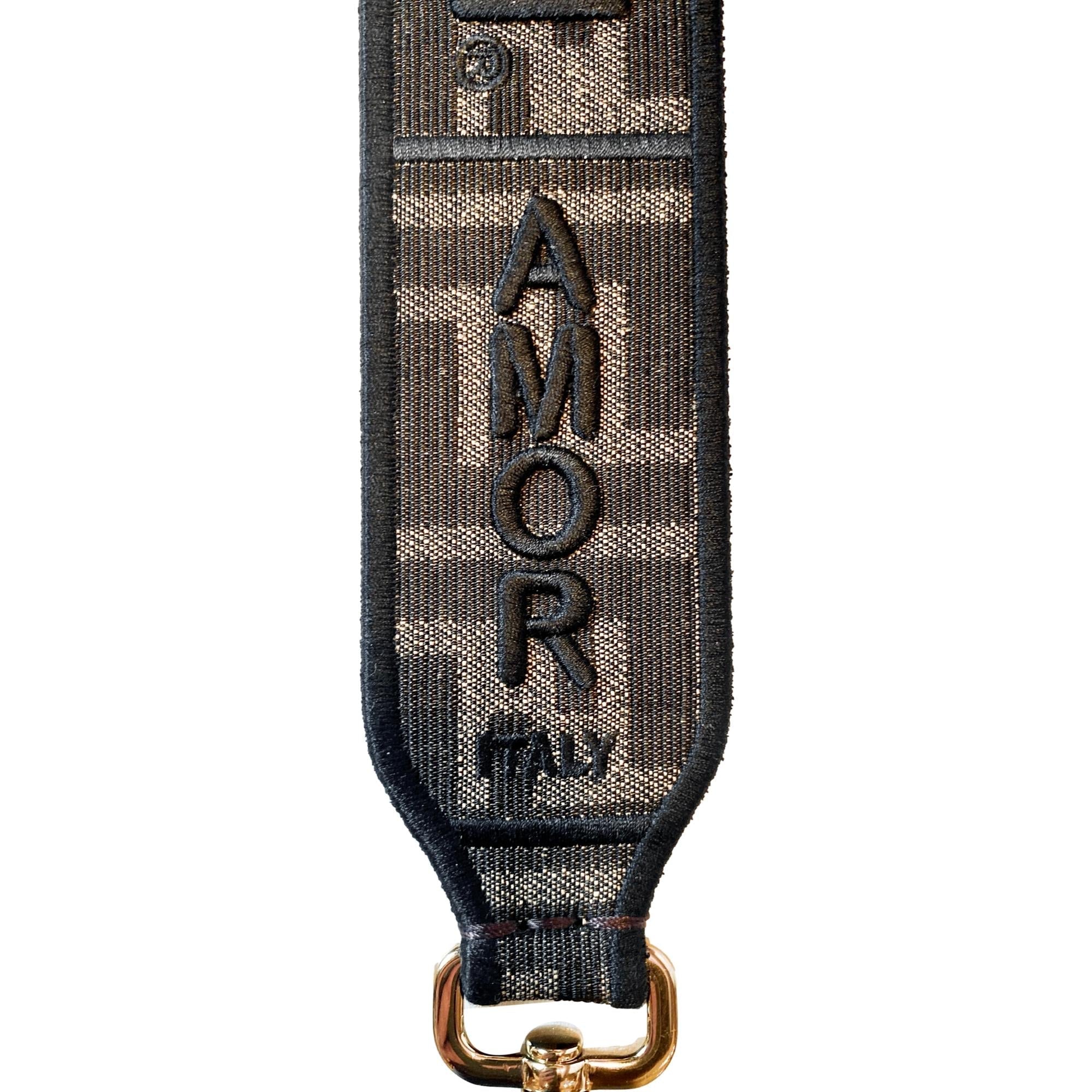 Fendi Roma Amor Embroidered Zucca Canvas Brown Mini Strap at_Queen_Bee_of_Beverly_Hills