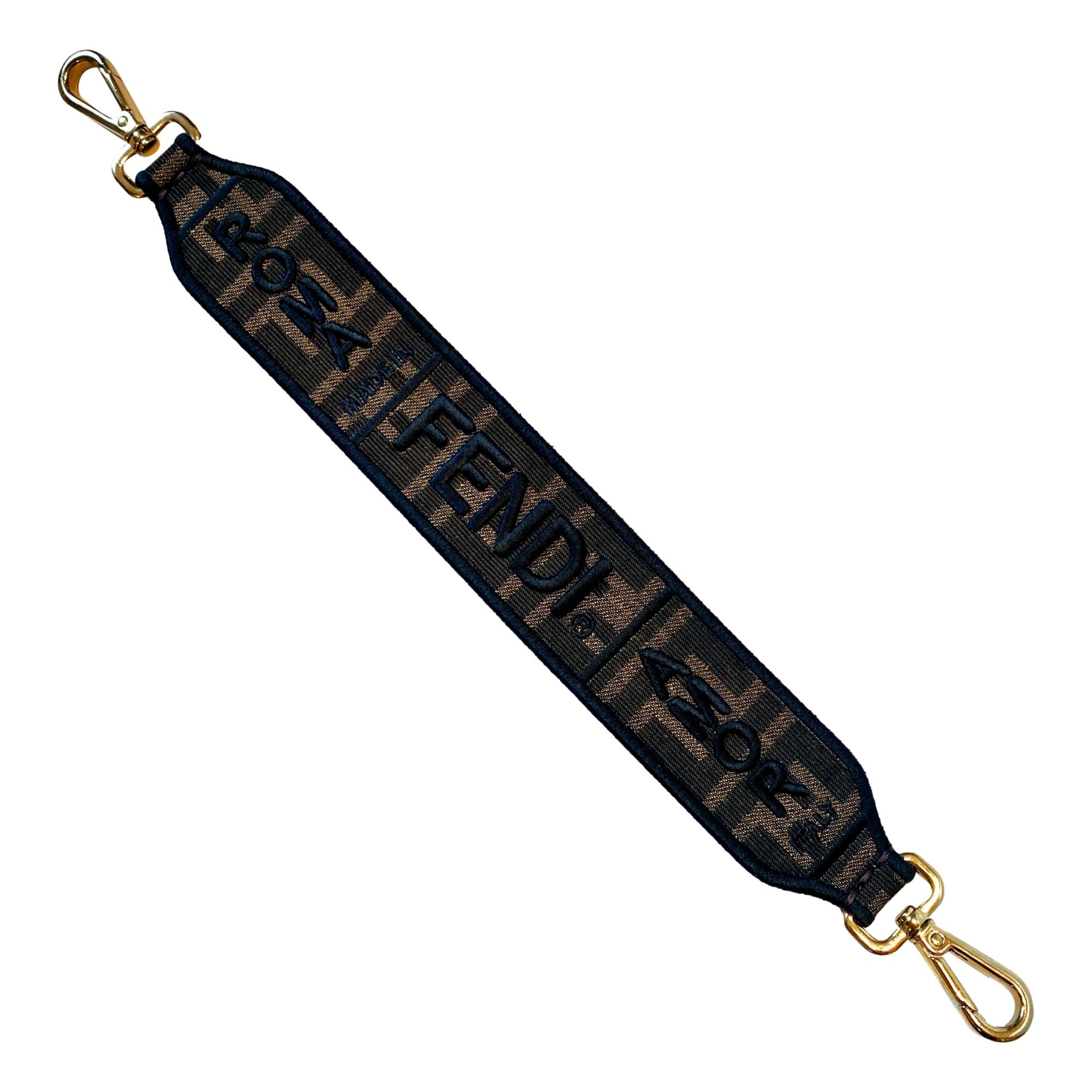 Fendi Roma Amor Embroidered Zucca Canvas Brown Mini Strap at_Queen_Bee_of_Beverly_Hills