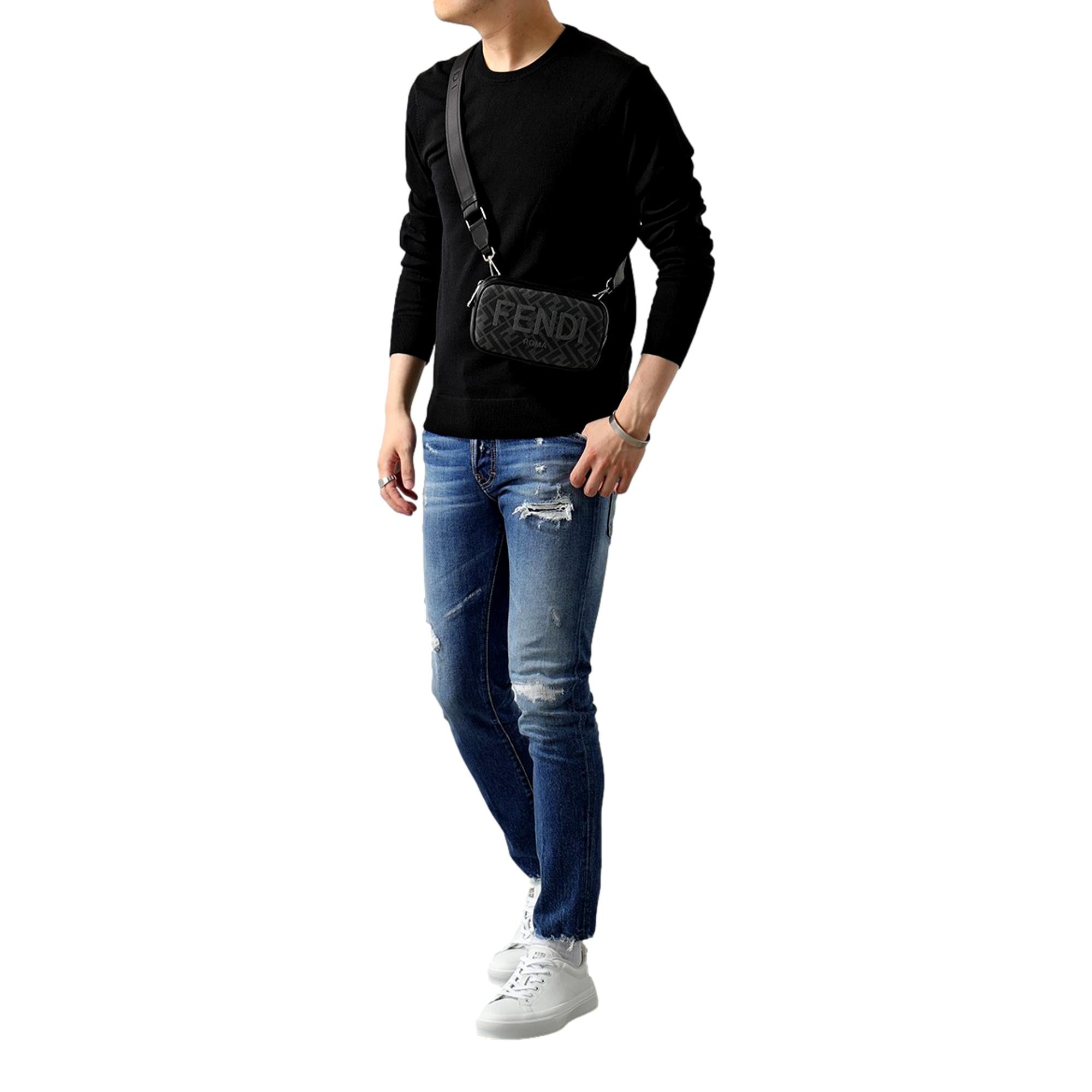 Fendi Roma Black Zucca Canvas Mini Camera Crossbody Bag at_Queen_Bee_of_Beverly_Hills