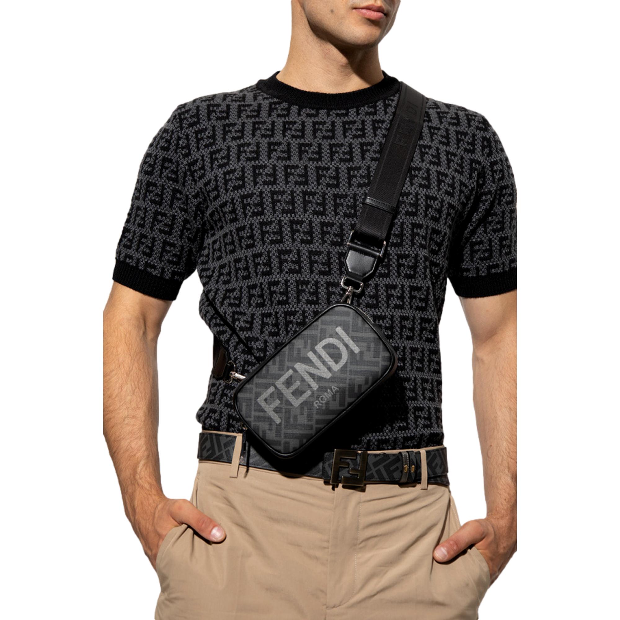 Fendi Roma Black Zucca Canvas Mini Camera Crossbody Bag at_Queen_Bee_of_Beverly_Hills
