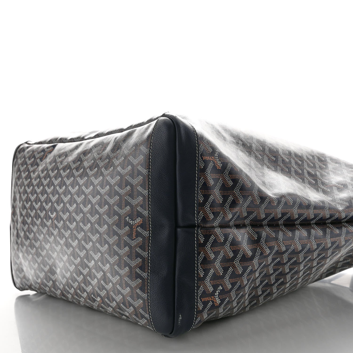 Goyard Artois Womens Shopping Tote Bag Coated Canvas GM Navy Blue