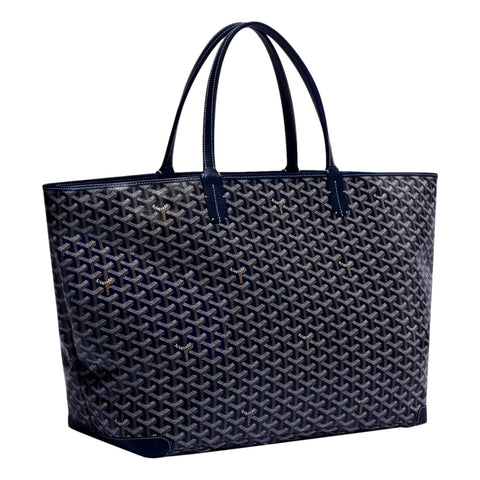 Goyard Artois Womens Shopping Tote Bag Coated Canvas GM Navy Blue
