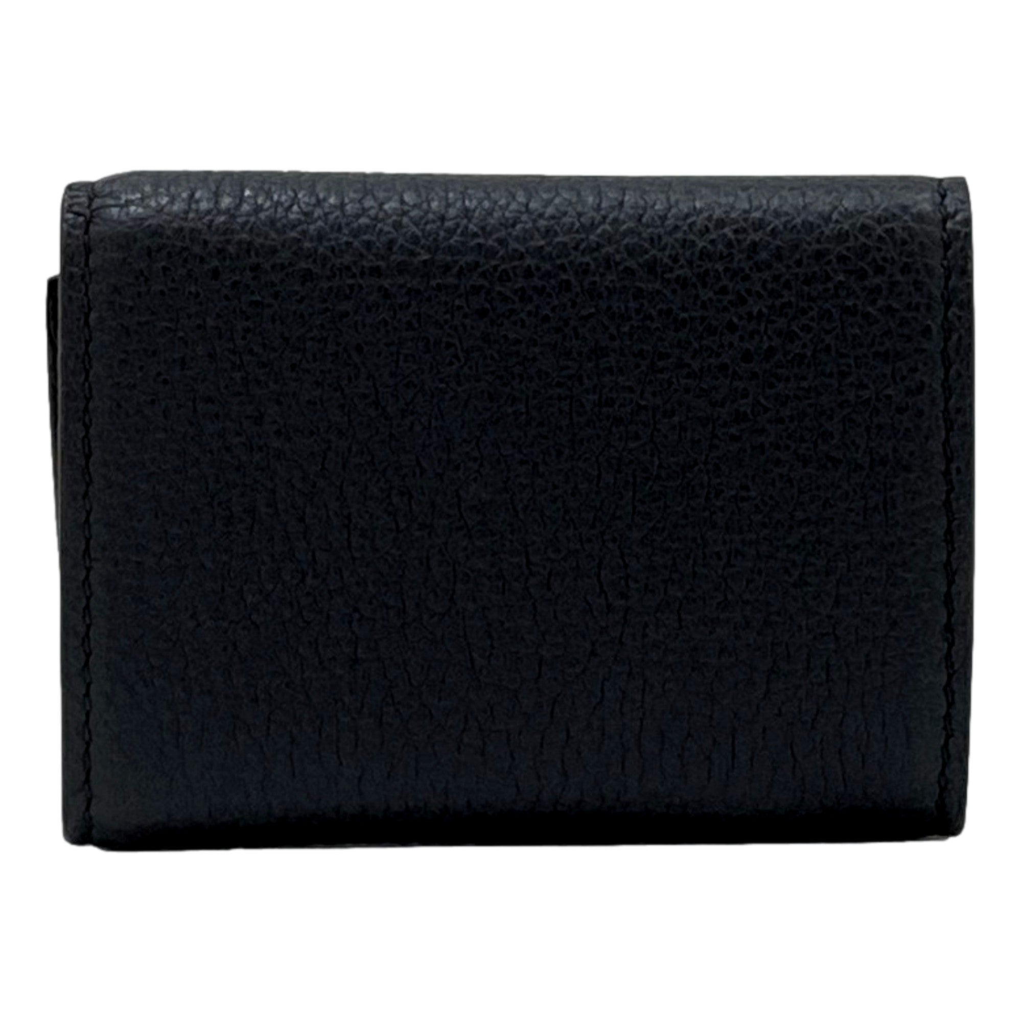 Gucci Embossed Logo Mini Tri-Fold Wallet Black Pebbled Leather