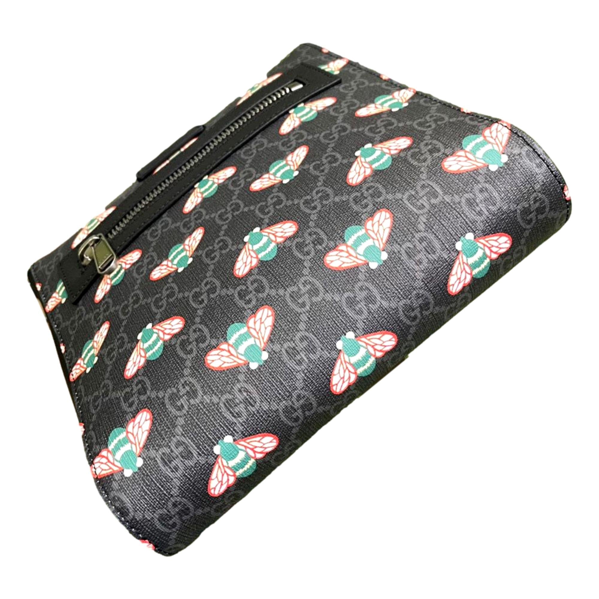 Gucci Bestiary Bee Monogram Black Coated Canvas Messenger Bag 681021 at_Queen_Bee_of_Beverly_Hills
