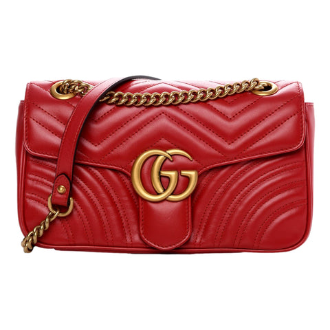 Gucci GG Marmont Hibiscus Red Matelasse Leather Small Shoulder Bag at_Queen_Bee_of_Beverly_Hills