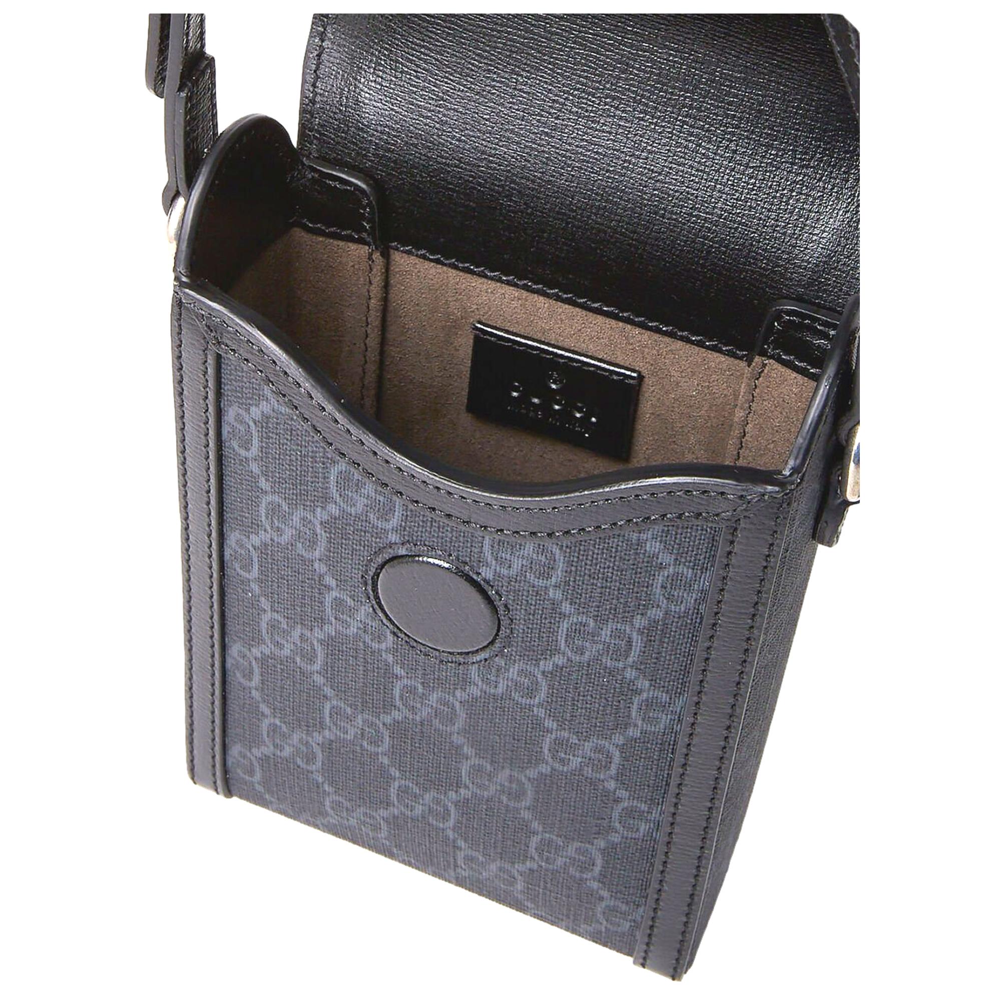 Gucci GG Retro Printed Black Canvas Crossbody Minibag at_Queen_Bee_of_Beverly_Hills