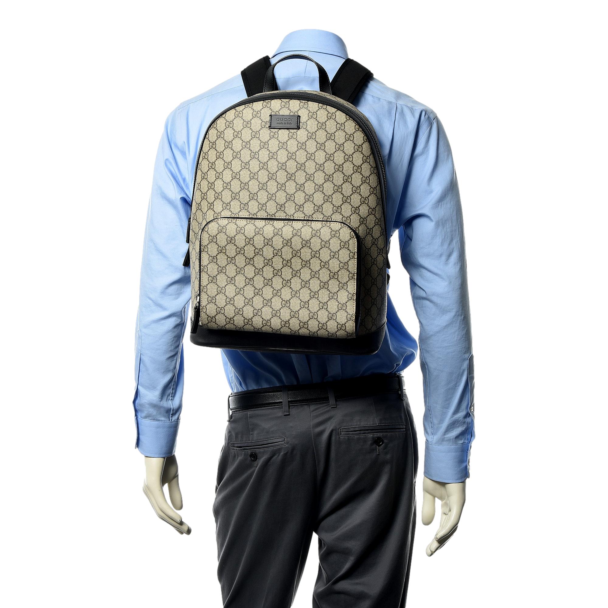 Gucci GG Supreme Canvas and Black Trim Backpack 406370 at_Queen_Bee_of_Beverly_Hills