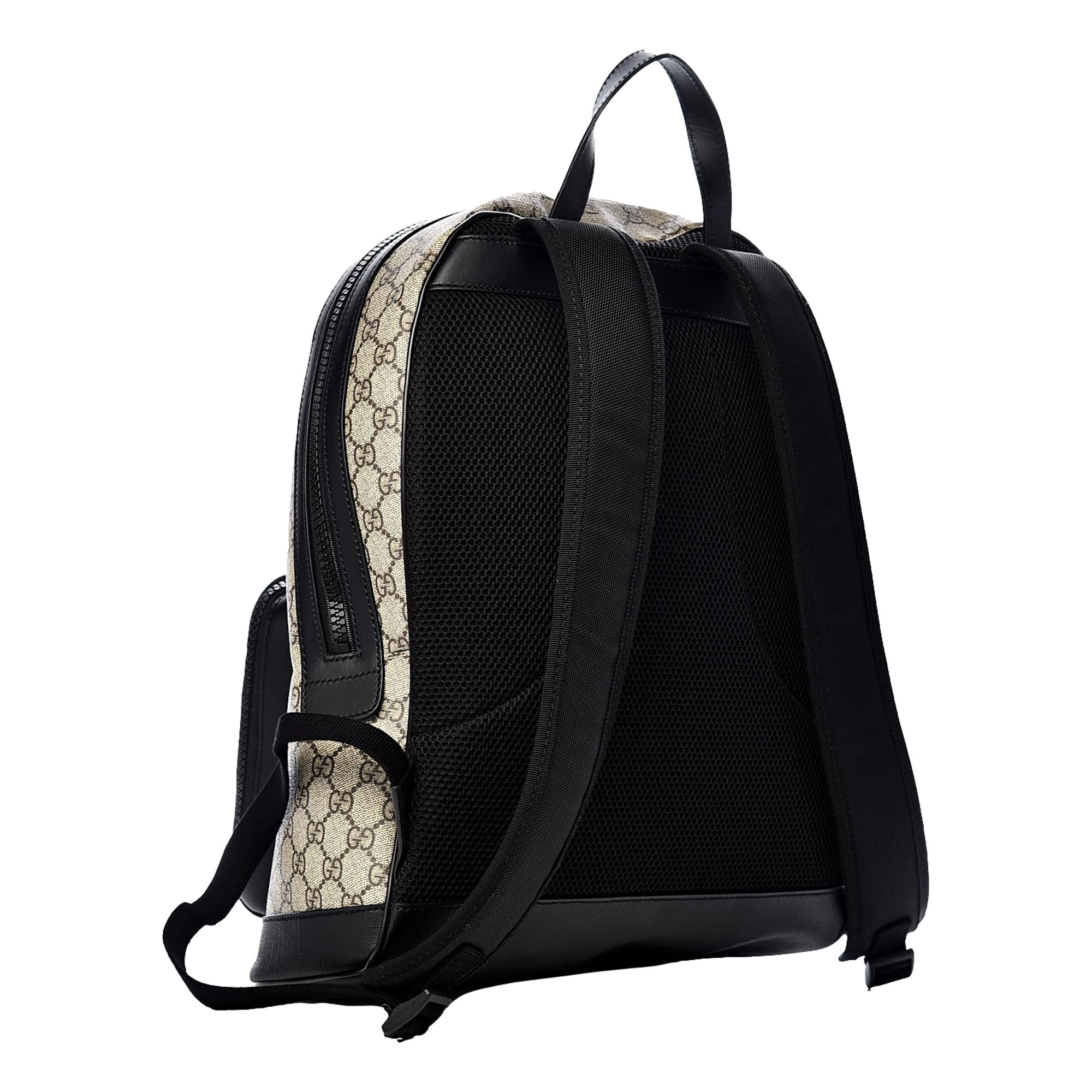 Gucci GG Supreme Canvas and Black Trim Backpack 406370 at_Queen_Bee_of_Beverly_Hills
