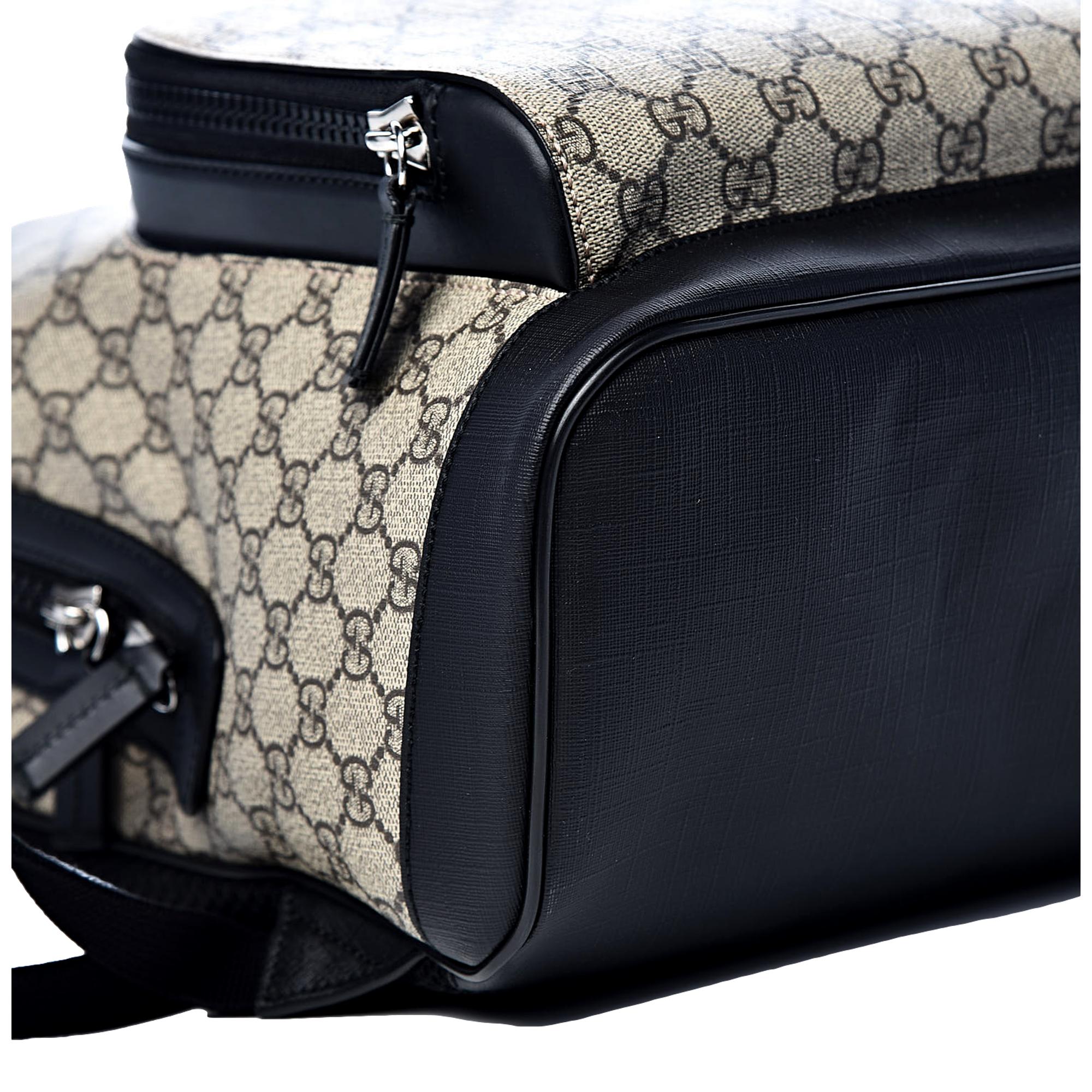 Gucci GG Supreme Canvas and Black Trim Backpack 406370 at_Queen_Bee_of_Beverly_Hills